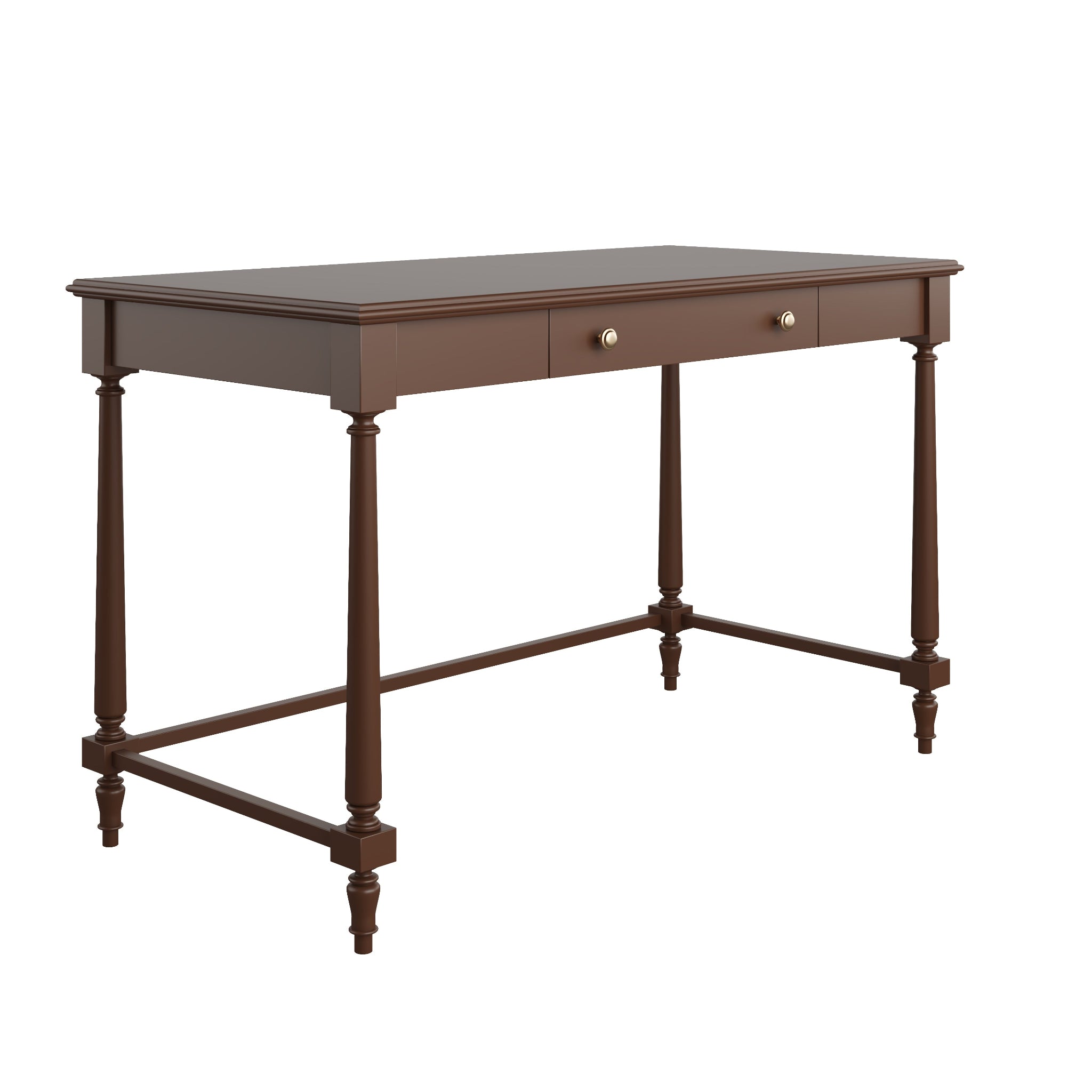 Handmade Custom Painted Wooden Two-Drawer Writing Desk with Turned Legs - Perfect for Home Office, Study Room & Dormitory Decor