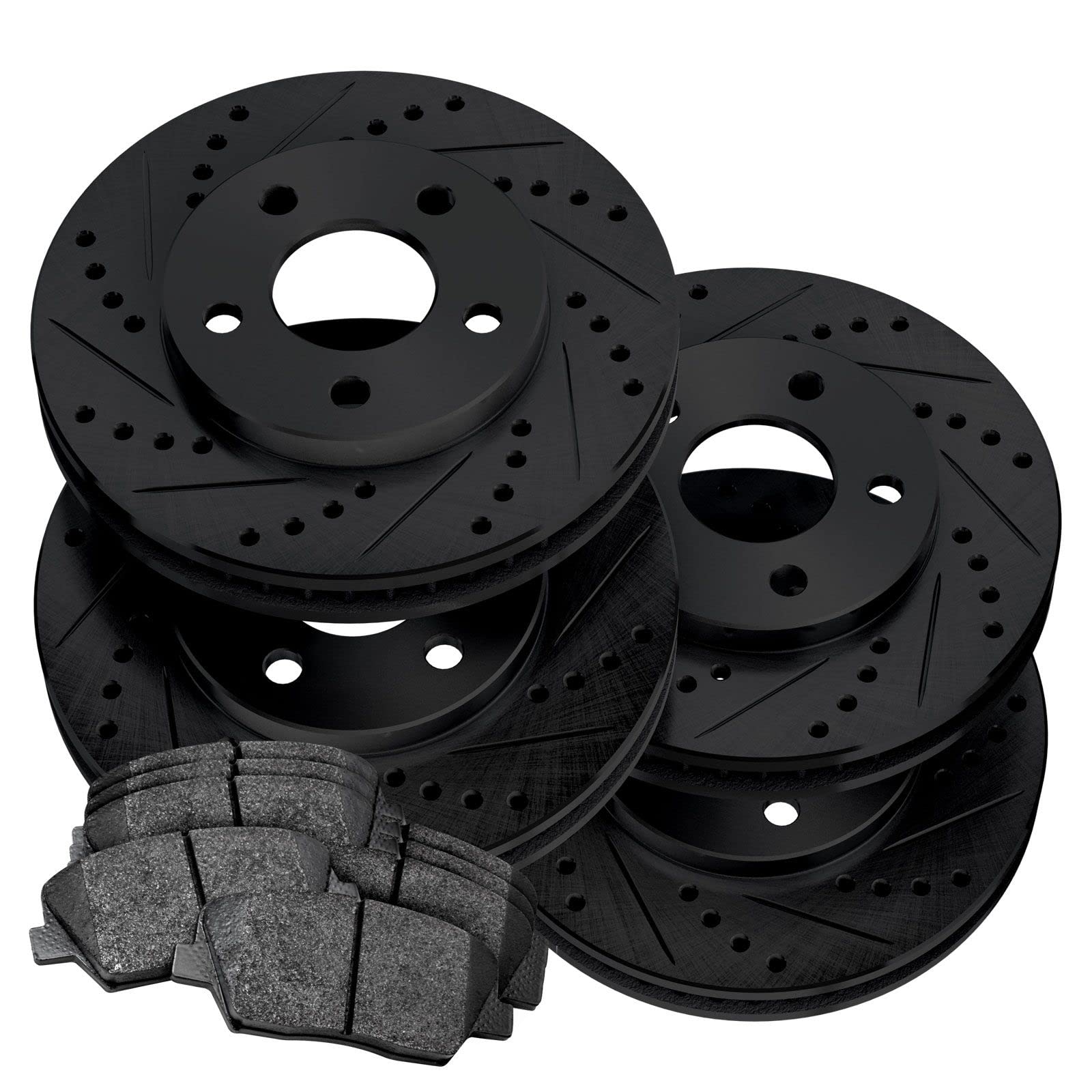 PowerSport Front & Rear Brake Pads and Rotors Kit - Semi-Metallic Brake Pads & Rotors for 1993-1996 Honda Prelude | High-Performance Braking for Street & Track Use