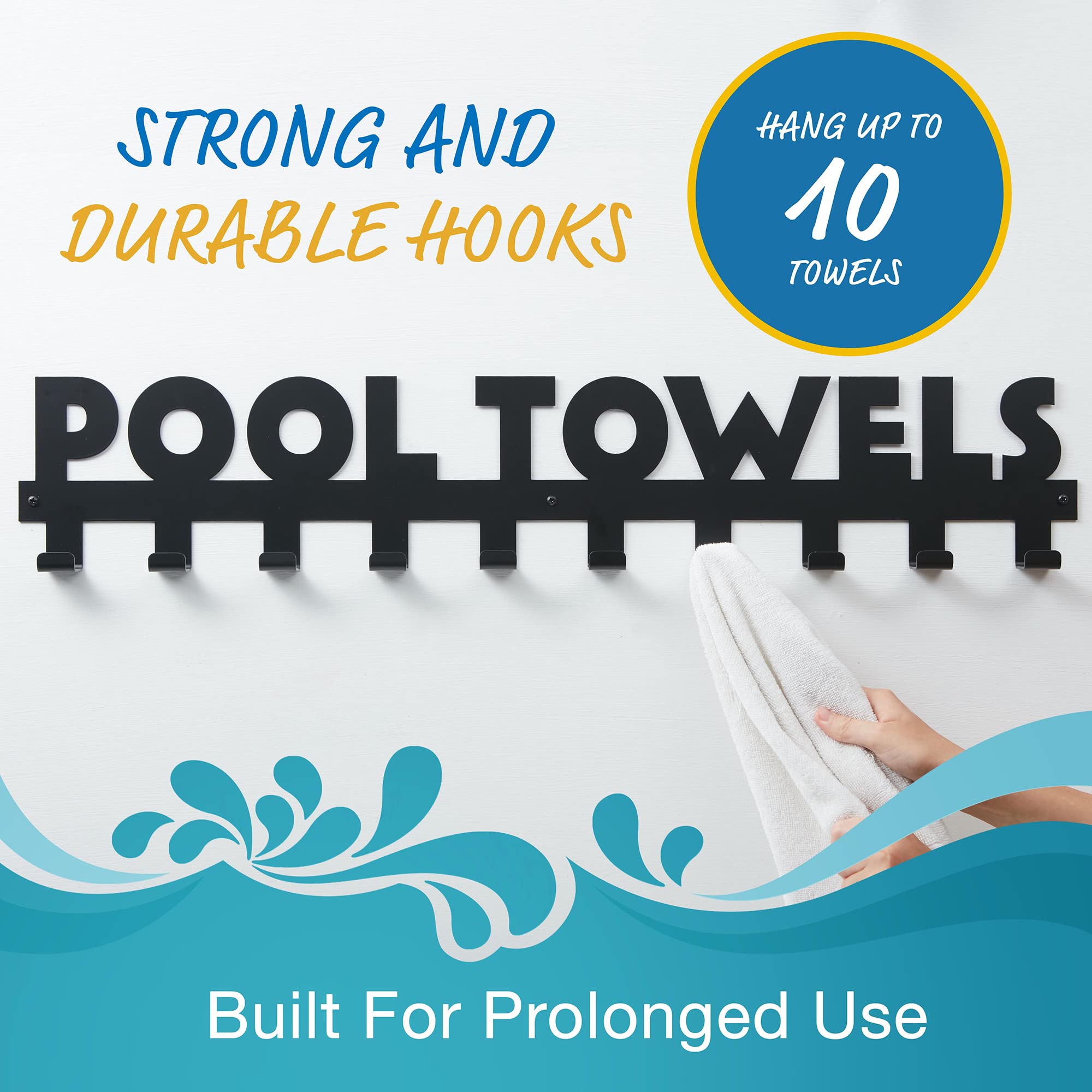 **Stainless Steel Pool Towel Rack – 10-Hook Outdoor & Indoor Towel Holder for Swimming Pool, Beach, and Bathroom – Rust-Proof Towel Hanger & Drying Rack for Poolside Decor**
