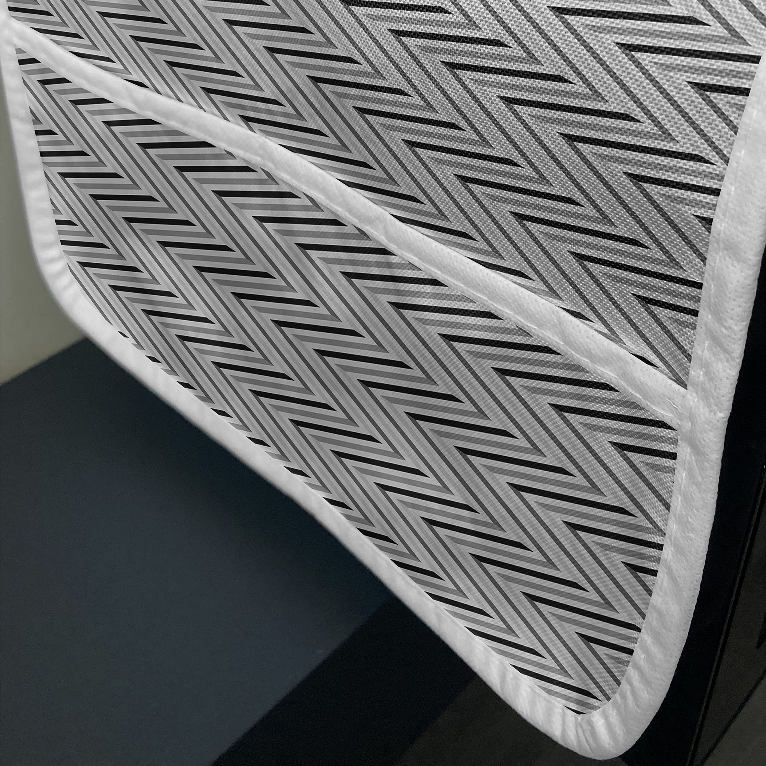 Ambesonne Grey Chevron Microwave Cover - Waterproof Herringbone Vintage Design with Pockets - 36