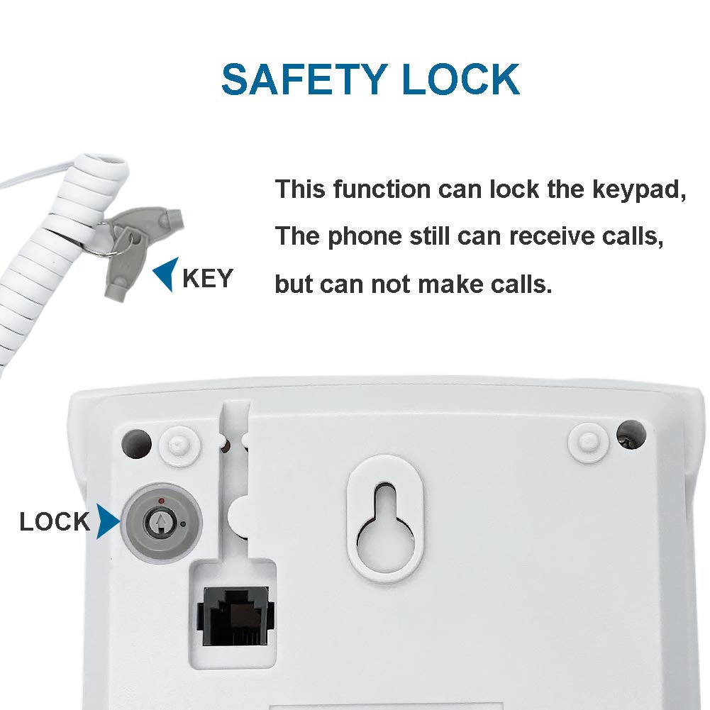 Corded Landline Telephone for Home & Office - Desk Phone with Redial, Mute Function - Wired Business Phone for Hotel, House, Workplace (White) - Perfect for Reception, Customer Service & Home Security