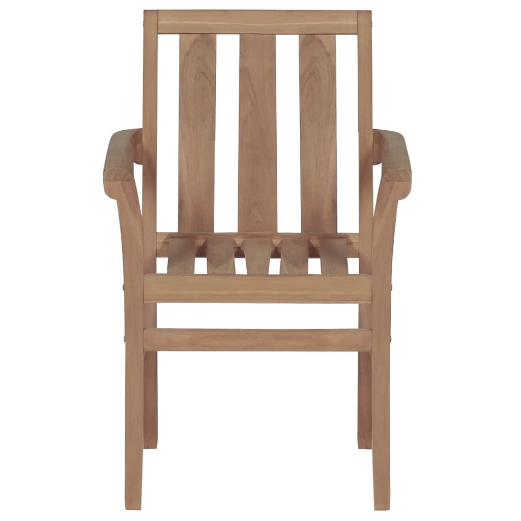 2-Pack Solid Teak Wood Patio Chairs with Green Cushions - Stackable Outdoor Dining Chairs for Garden, Poolside & Backyard - Weather-Resistant Wooden Furniture for Patio Seating & Al Fresco Dining
