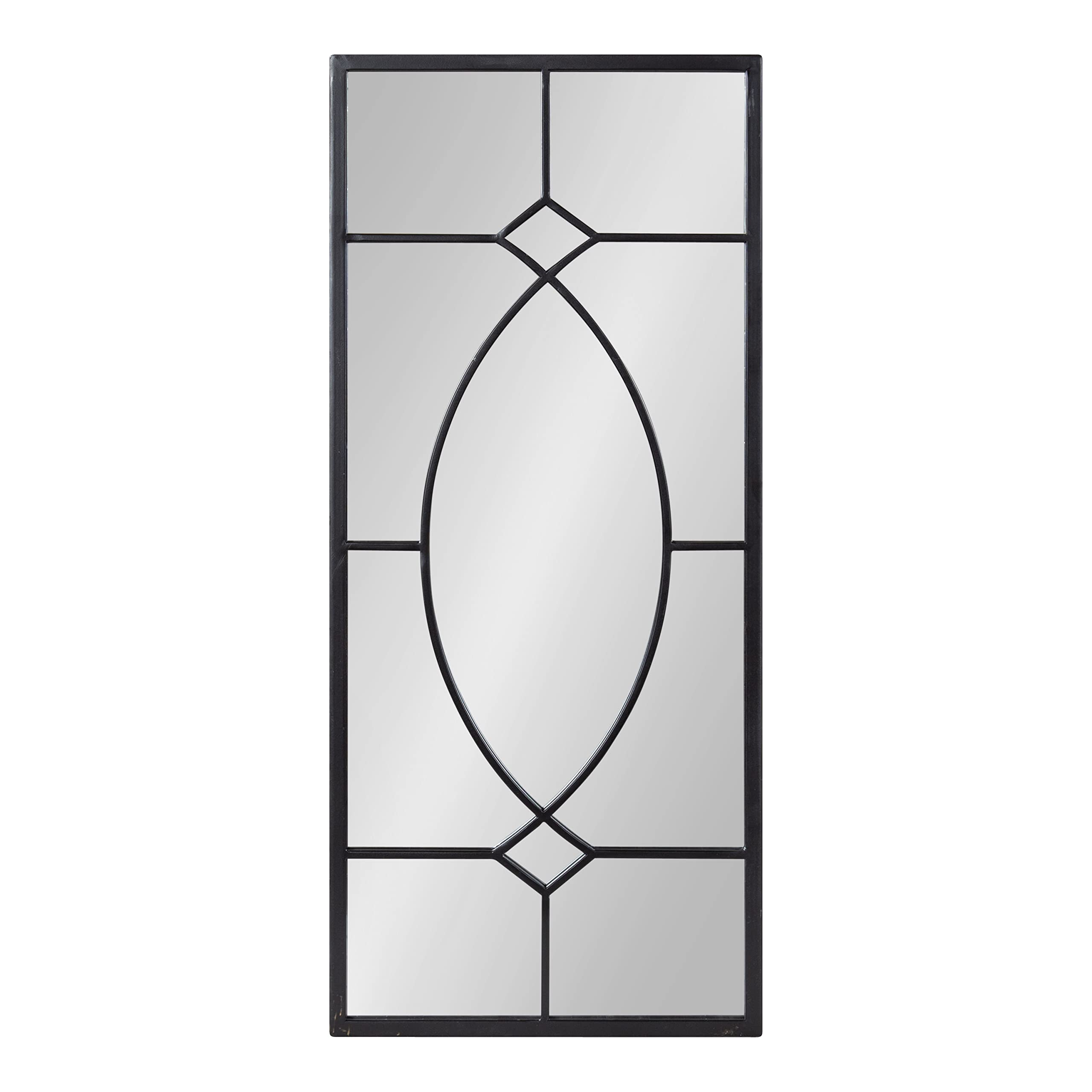 Kate and Laurel Bakersfield Farmhouse Wall Mirror - 13x30 Inches Black Traditional Metal Framed Mirror for Living Room, Bedroom & Entryway Decor
