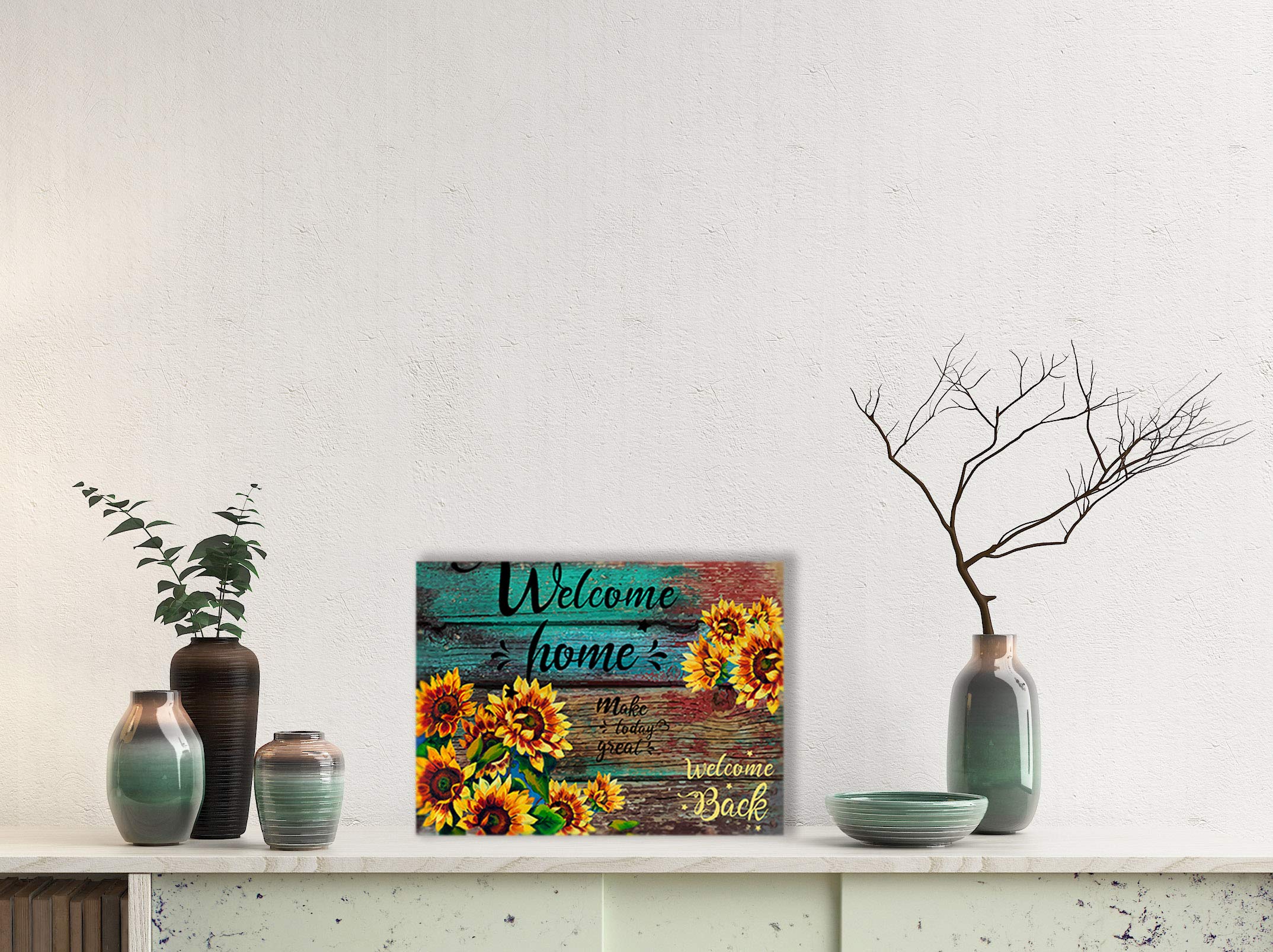 Sunflower Canvas Wall Art 12x16 - Rustic Farmhouse Decor for Kitchen, Bedroom & Living Room