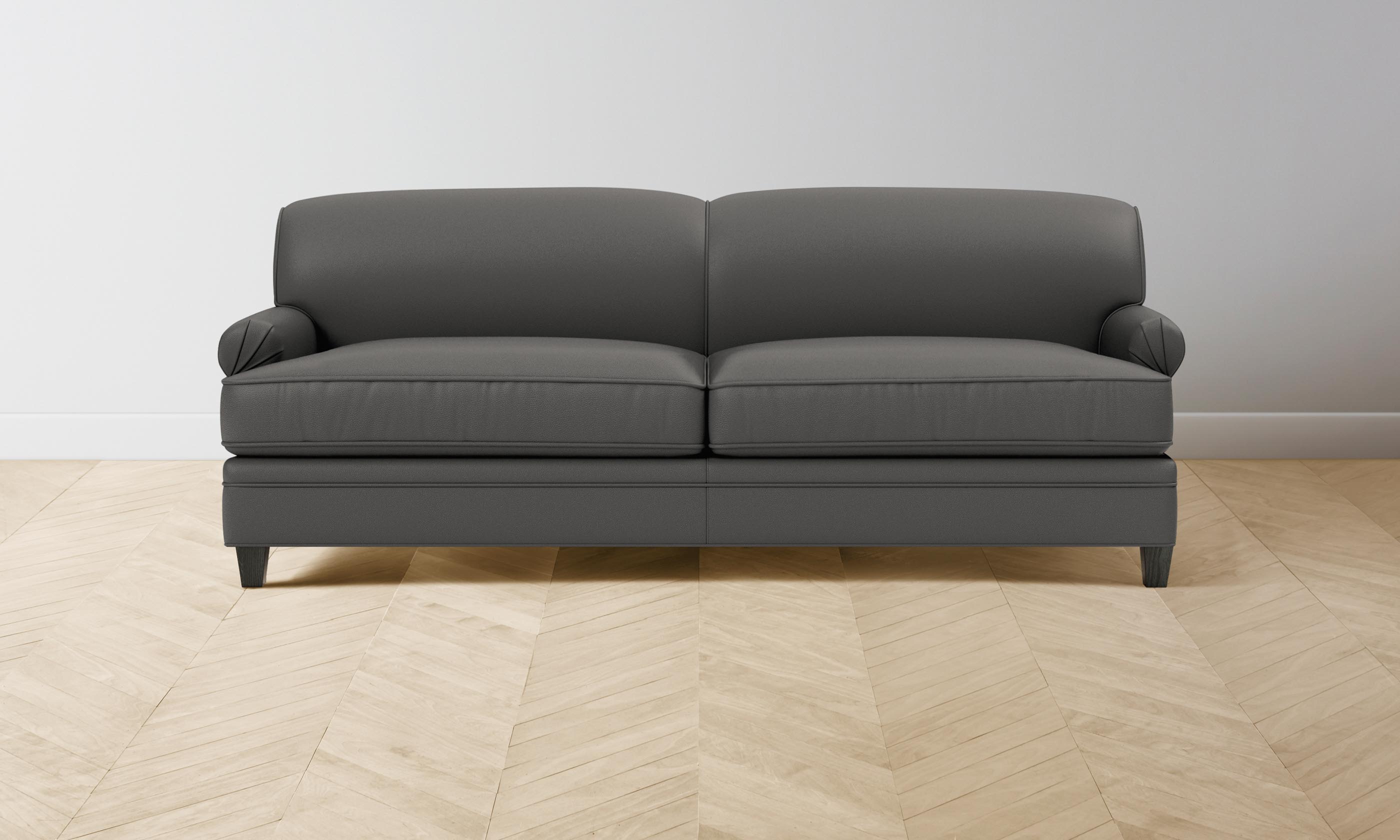 Premium Carmine Sofa - Genuine Pebbled Leather in Ash Gray | Luxurious Living Room Seating for Modern Homes