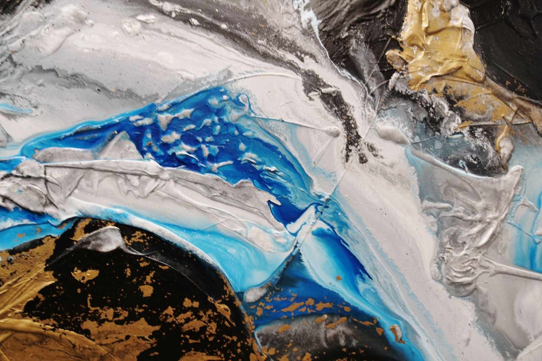 Black Cobalt Gold Textured Abstract Painting - 250cm x 150cm Large Wall Art for Living Room, Bedroom & Office Decor | Cobalt Bliss Collection