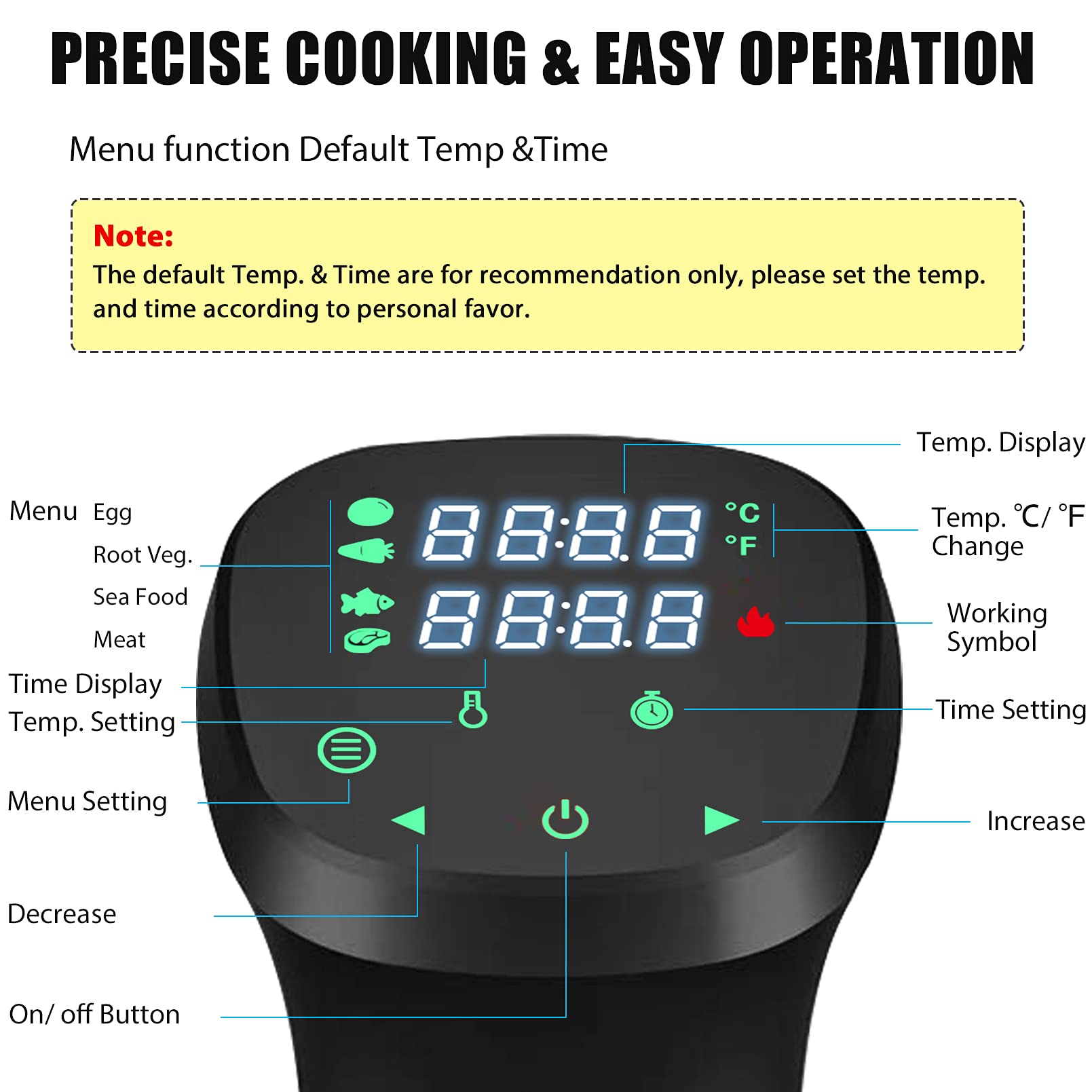 KEAWEO 1100W Sous Vide Precision Cooker with Touch LED Screen - Professional Immersion Circulator for Low-Temperature Vacuum Cooking - Perfect for Steak, Chicken, Fish & Meal Prep at Home
