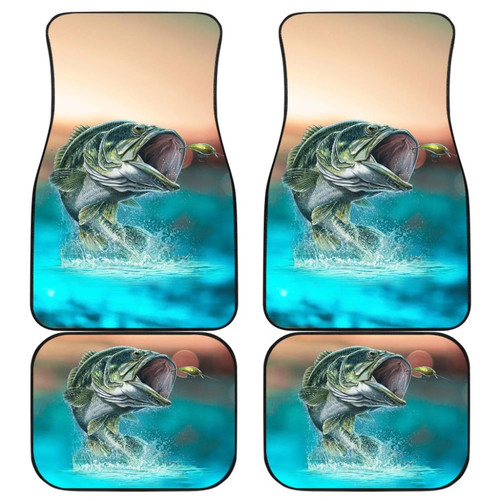 Premium Bass Fishing Car Floor Mats - Non-Slip, Heavy Duty Protection for Trucks & SUVs - Perfect for Outdoor Enthusiasts & Anglers