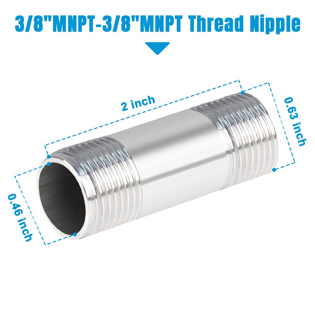 Quickun 304 Stainless Steel Nipple Pipe Fitting - 3/8