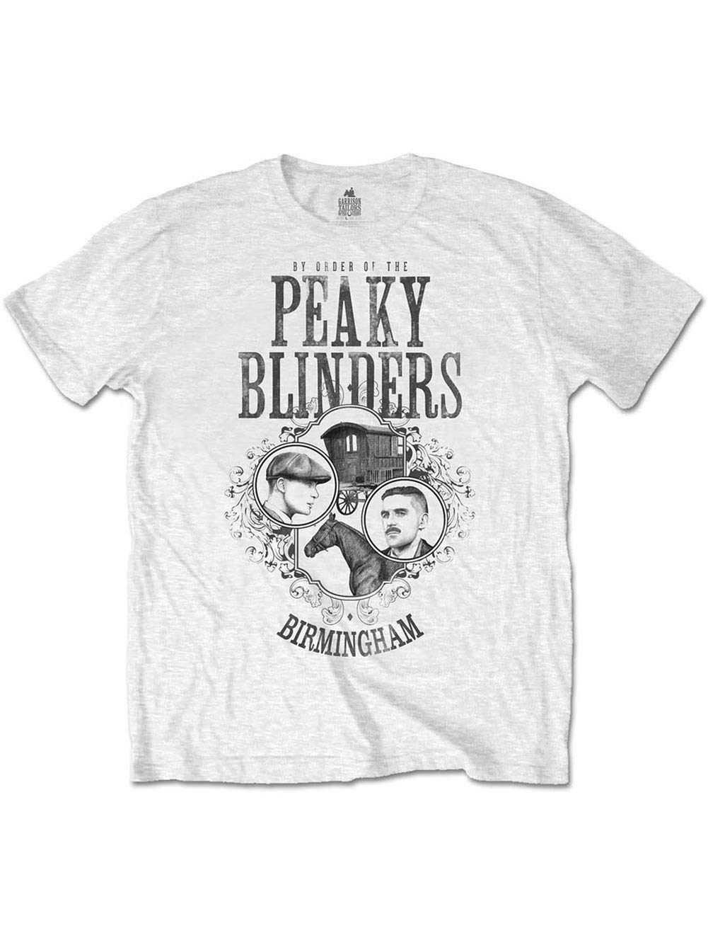 Peaky Blinders Official Men's T-Shirt - Horse and Cart Design - White - Size L - Perfect for Casual Wear, Fan Merchandise & TV Show Enthusiasts