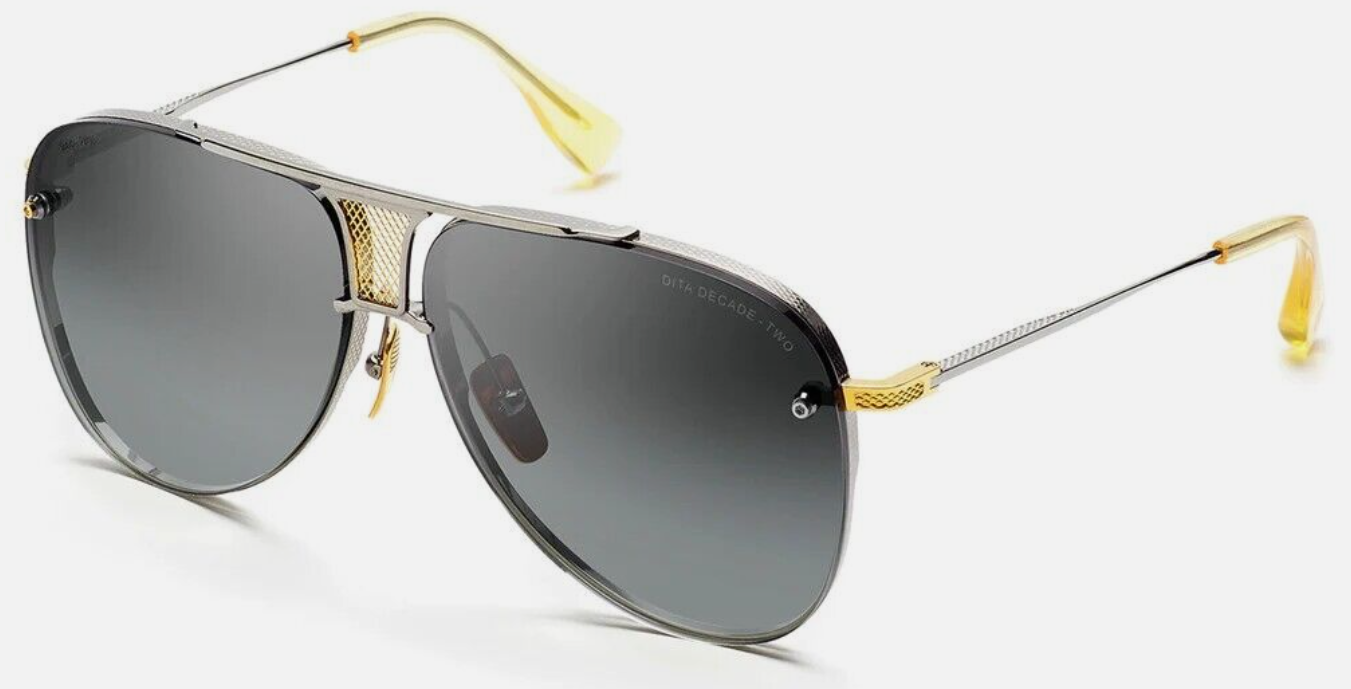Dita DECADE TWO DRX 2082 A Silver 18k Gold/Grey Gradient Oval Men's Sunglasses - Premium Luxury Polarized UV Protection Eyewear for Driving, Travel & Outdoor Activities
