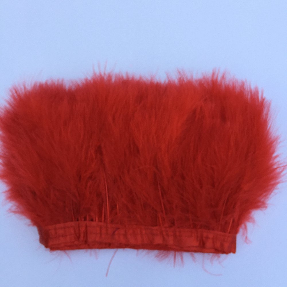 Shekyeon 2 Yards Red Marabou Turkey Feather Trim - Costume Decoration, DIY Craft, Party Accessories for Halloween, Mardi Gras, Burlesque Shows & Carnival Outfits