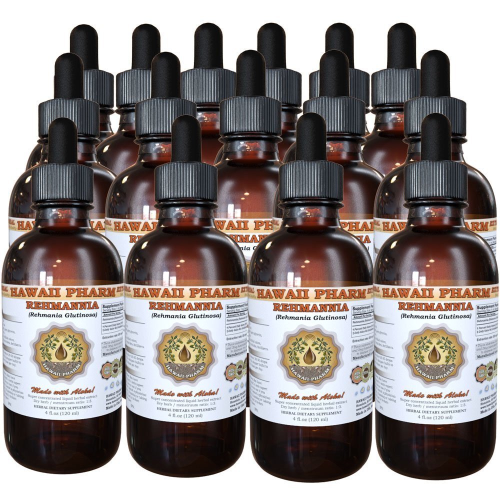 Organic Rehmannia Root Liquid Extract Tincture - Herbal Supplement for Energy & Vitality - Hawaii Pharm USA Made - 4 fl oz (Pack of 15) - Supports Kidney Health & Immune System - Perfect for Daily Wellness Routine & Traditional Chinese Medicine Practices