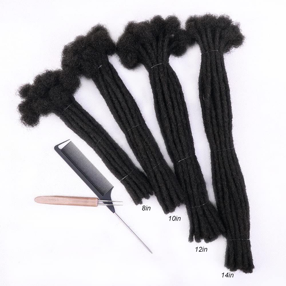 100% Real Human Hair Dreadlock Extensions for Women & Men - 0.4cm Thickness, 12 Inch, 10 Strands - Handmade Permanent Loc Extensions - Natural Black - Can Be Dyed & Bleached - Perfect for Boho, Festival, and Everyday Protective Hairstyles