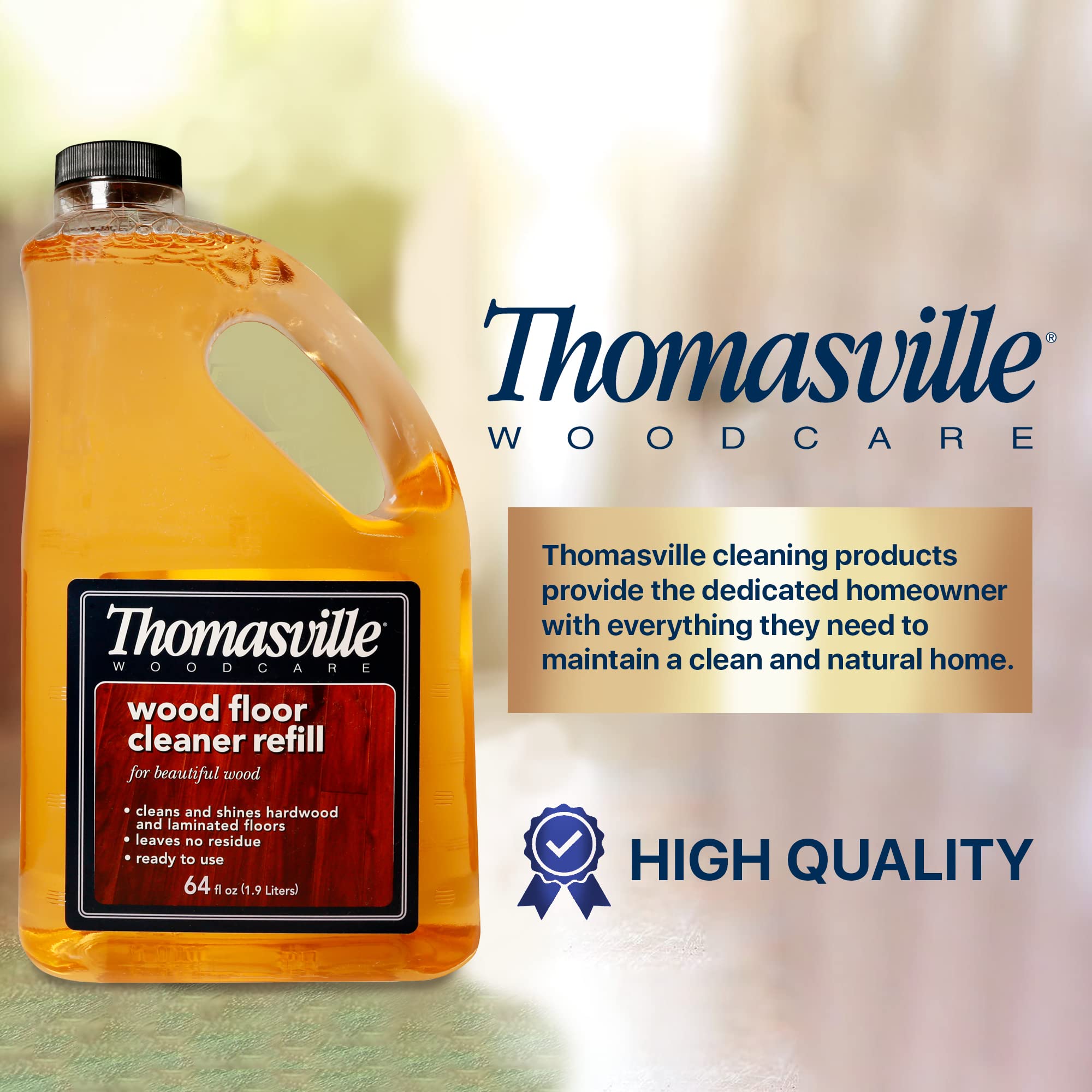 THOMASVILLE Wood Floor Cleaner Refill - Multi-Surface Wood Cleaner & Polish for Furniture, Kitchen Cabinets & Home Surfaces | Quick Shine Restorer & Protector | Ideal for House Cleaning & Home Improvement | Perfect for Daily Maintenance & Deep Cleaning of Wood Floors