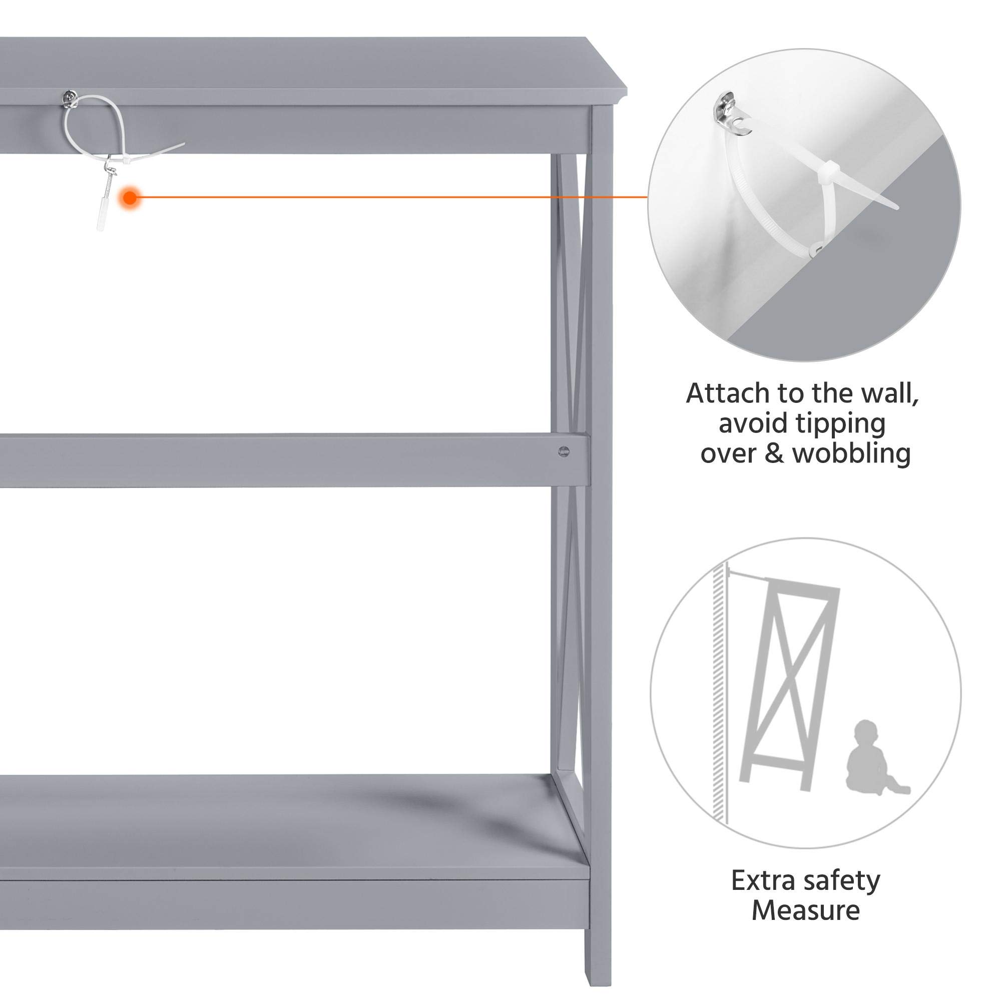 Yaheetech 2-Tier Narrow Console Table with Storage Shelf - Entryway Sofa Table, Bookshelf & Accent Table for Living Room, Hallway & Foyer - Space-Saving Grey Furniture for Small Apartments & Home Decor
