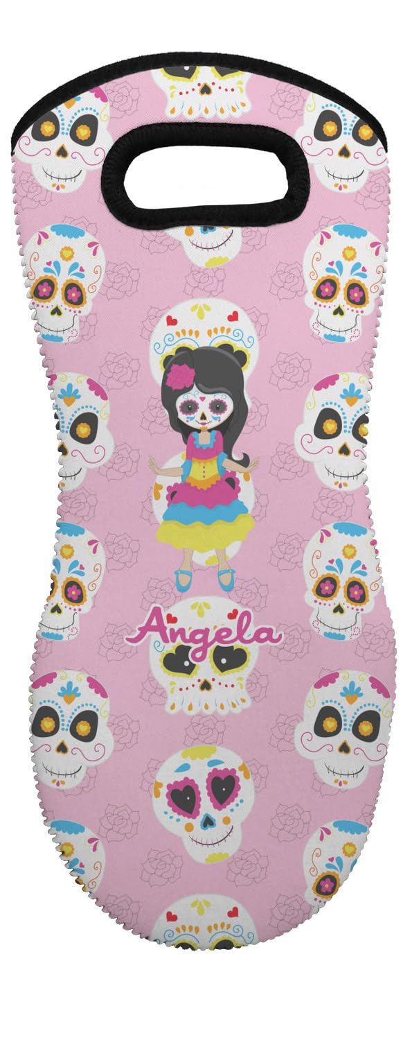 Custom Kids Sugar Skull Oven Mitt - Personalized with Name or Text - Heat Resistant Neoprene Kitchen Glove for Baking, Cooking & Holiday Gifts
