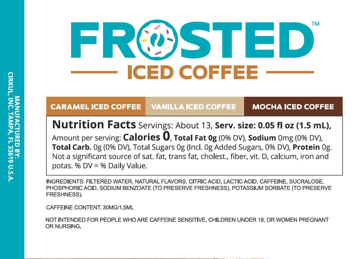 Cirkul Frosted Iced Coffee Flavor Cartridge Variety Pack - 6 Pods (2 Caramel, 2 Mocha, 2 Vanilla) | Refill for Water Bottle System | Perfect for Home, Office & On-The-Go Hydration