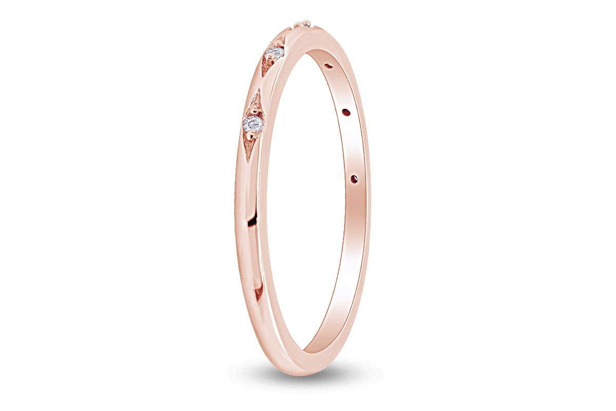 14K Solid Gold Round Cut White Natural Diamond Accent Band Ring (0.04 Ct) - Perfect for Engagement, Wedding, Anniversary & Everyday Elegance