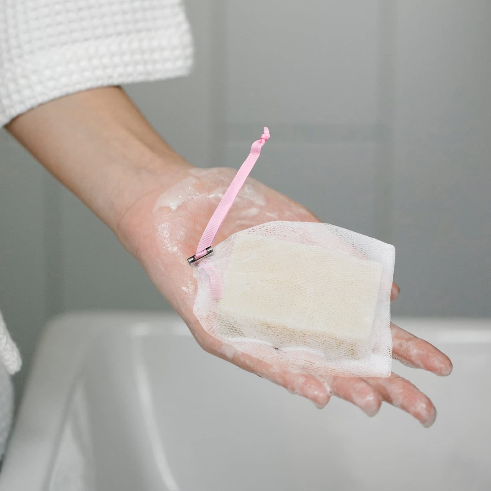 8PCS Mesh Soap Saver Bags with Drawstring - Reusable Exfoliating Shower Pouches for Face Cleansing & Body Scrub - Perfect for Bath, Travel & Eco-Friendly Soap Storage