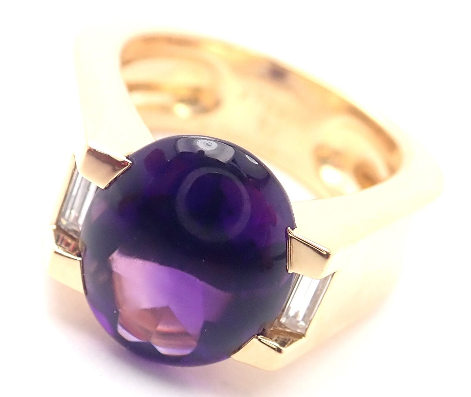 Authentic Cartier Tankissi 18K Yellow Gold Diamond Large Amethyst Ring - Luxury Jewelry for Women, Perfect for Weddings, Anniversaries & Special Occasions