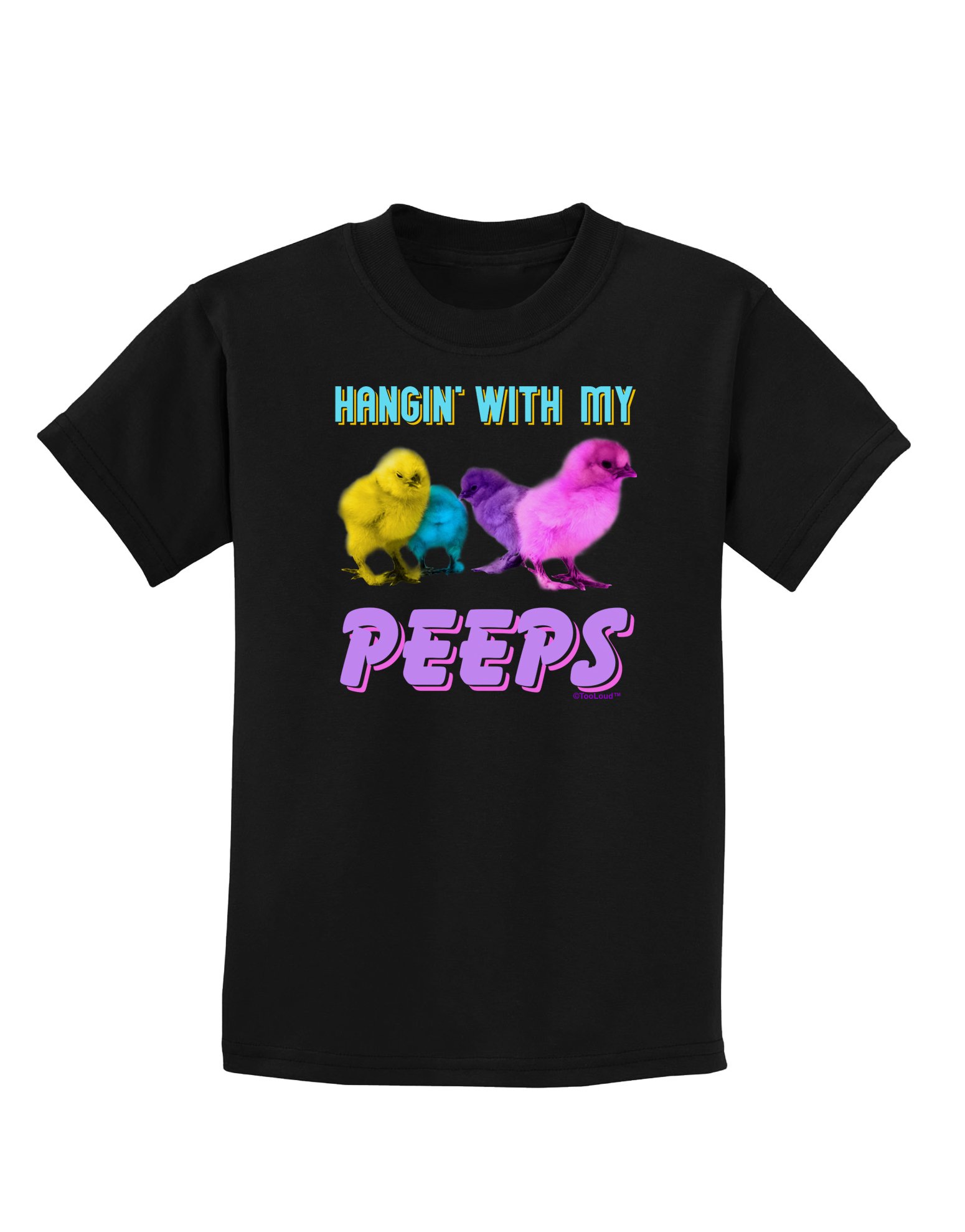 TOOLOUD Hangin with My Peeps Kids Dark T-Shirt - Fun Graphic Tee for Boys & Girls - Perfect for Playdates, Birthday Parties & Casual Wear
