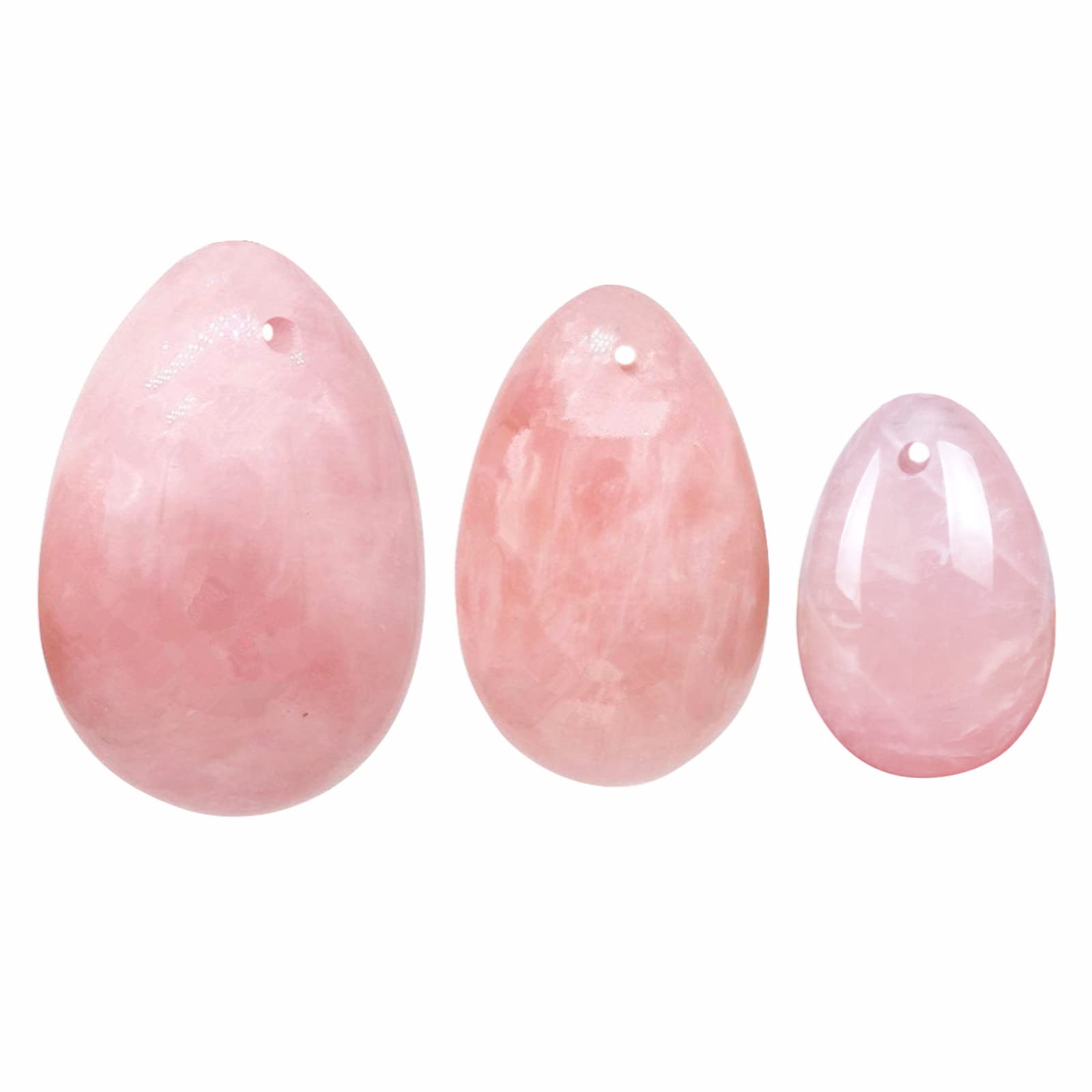 GIA Certified MIMOSA Pink Rose Quartz Eggs Set of 3 - Healing Crystals for Meditation, Reiki, Home Decor & Spiritual Gifts