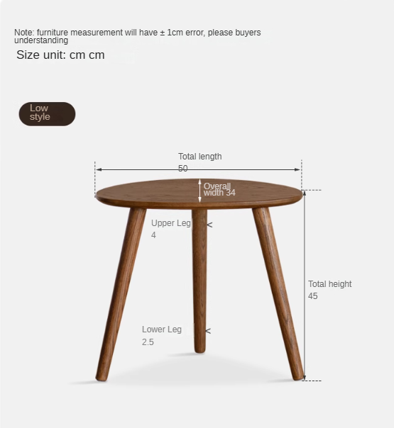 Solid Oak Wood Side Table in Walnut Finish - Perfect for Living Room, Bedroom, or Office Furniture