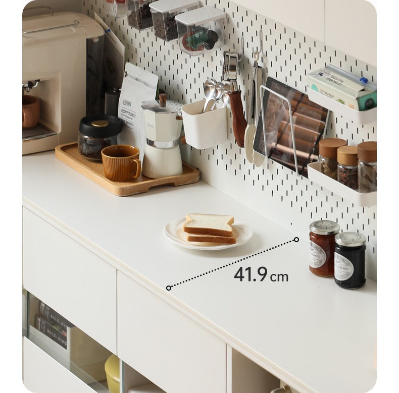 Solid Poplar Wood Wall-Mounted Cream Style Dining Sideboard - Perfect for Small Spaces, Kitchens, and Dining Rooms
