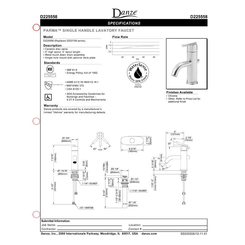 Danze Parma Chrome Single Handle Centerset Bathroom Faucet with Drain - Perfect for Modern Bathroom Sink Installation & Home Renovation