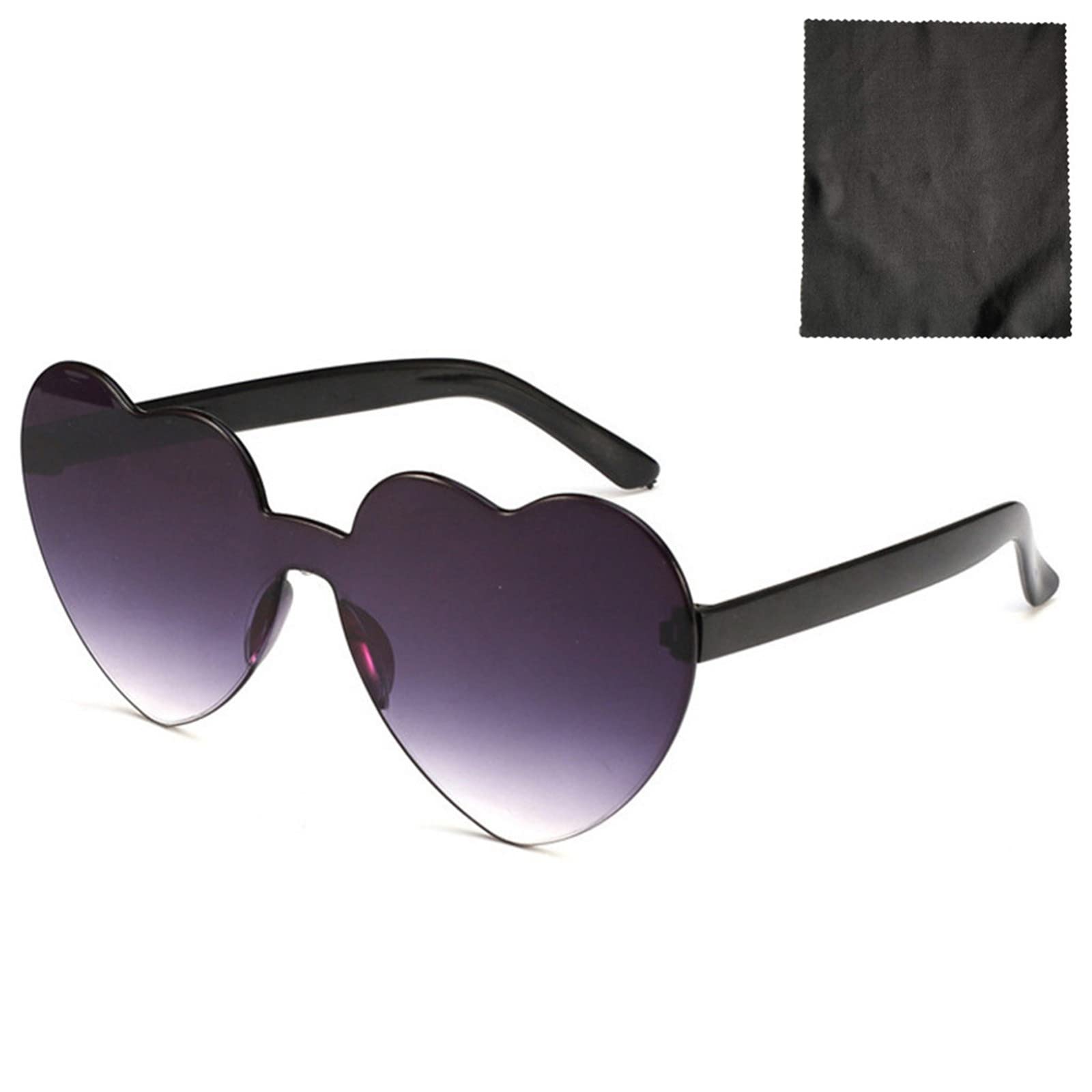 Stylish Heart Sunglasses for Women - Rimless Transparent Candy Color Trendy Love Glasses | Perfect for Summer Beach, Pool Parties & Valentine's Day Gifts