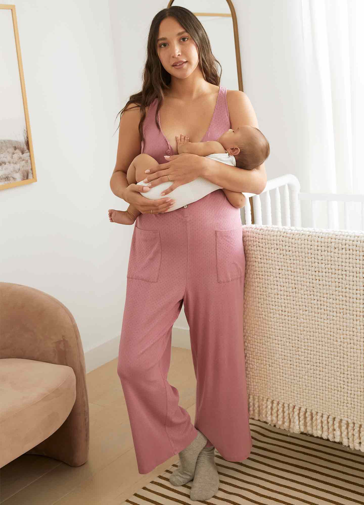 24/7 Feeding Jumpsuit for Nursing Moms - Comfortable & Convenient Baby Feeding Outfit - Perfect for Daytime, Nighttime & On-the-Go Breastfeeding