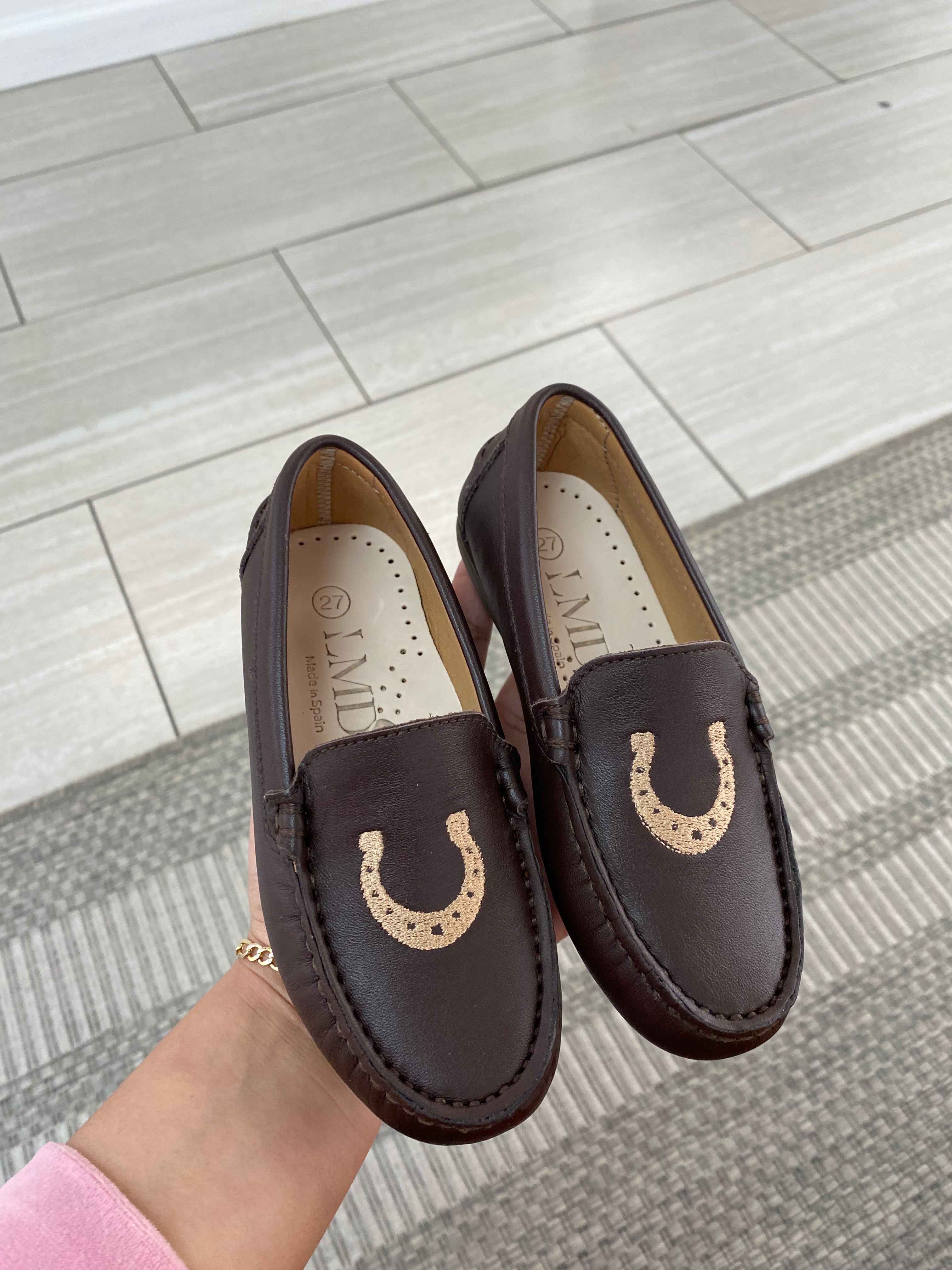 LMDI Brown Genuine Leather Horseshoe Loafers for Men - Comfortable Slip-On Dress Shoes for Business, Casual & Office Wear