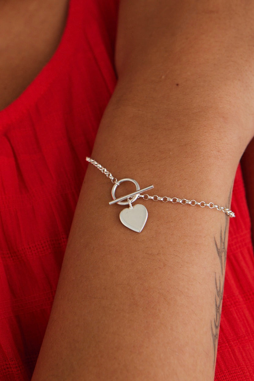 Sterling Silver Heart Charm Bracelet for Women - Elegant Gift for Valentine's Day, Anniversary & Everyday Wear
