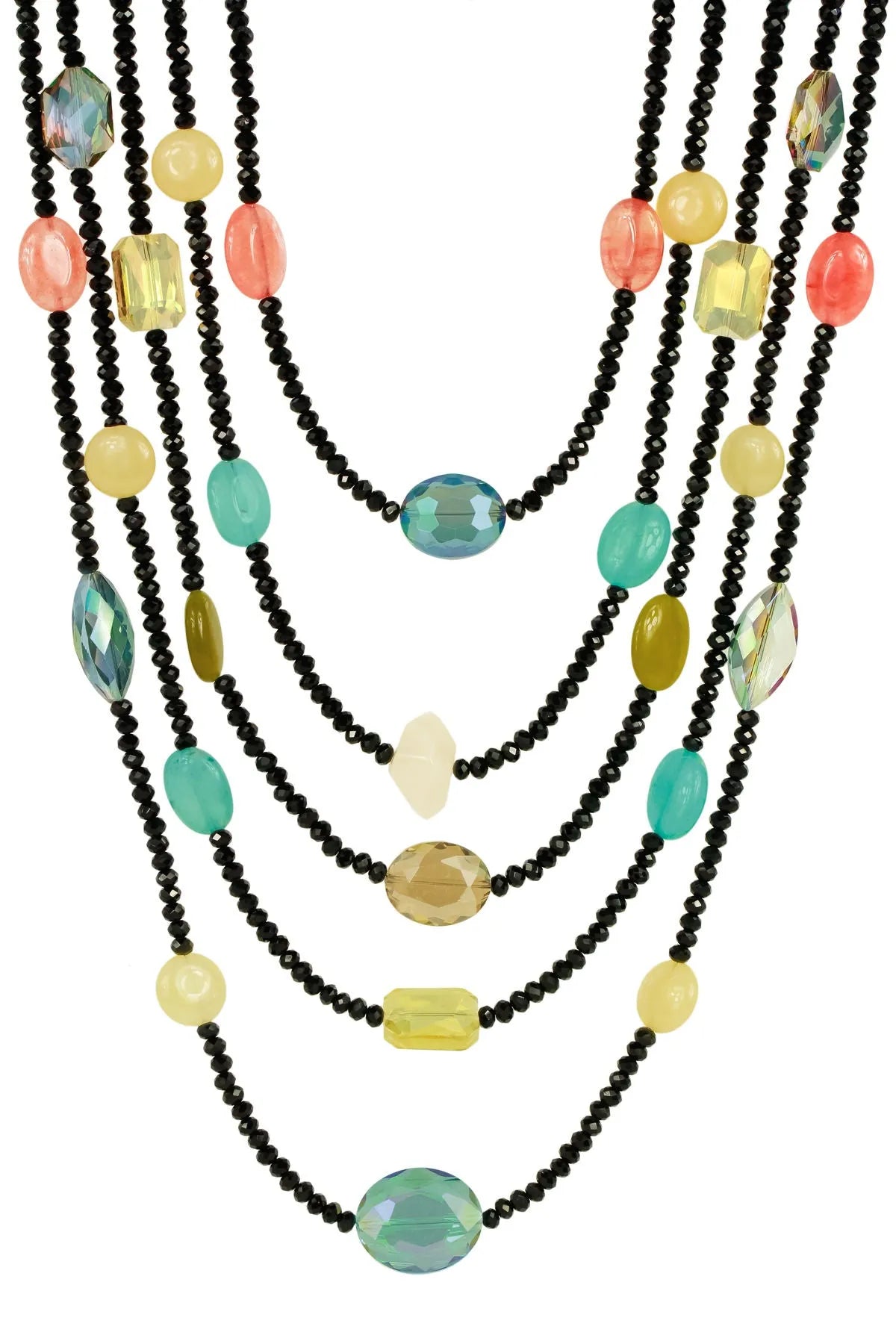 Elegant Multi Stone Statement Necklace for Women - Boho Chic Layered Beaded Jewelry - Perfect for Weddings, Parties & Special Occasions