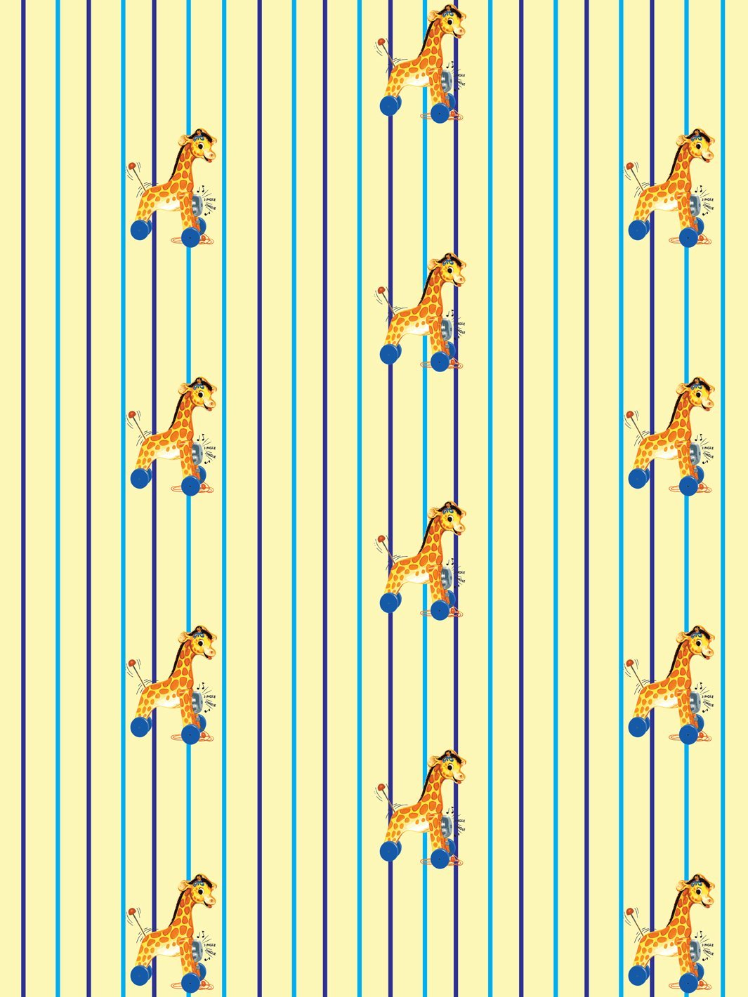 Fisher Price™ Yellow 'Jingle Giraffe Stripe' Wallpaper - Nursery Decor for Baby Rooms & Kids Bedrooms