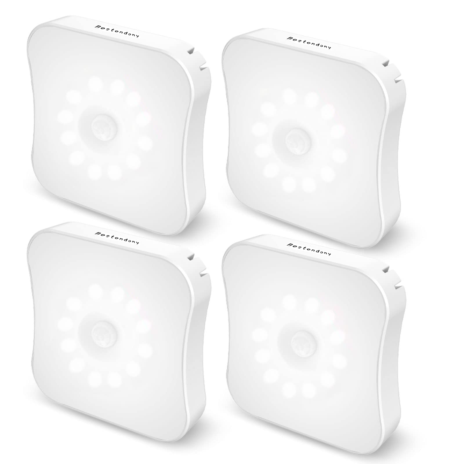 Best Rechargeable Motion Sensor Lights Indoor - Wireless Stick-On Night Lights for Stairs, Hallway, Closet, Steps, Under Cabinet, Bathroom & Bedroom - 4 Pack - Perfect for Home Safety & Convenience