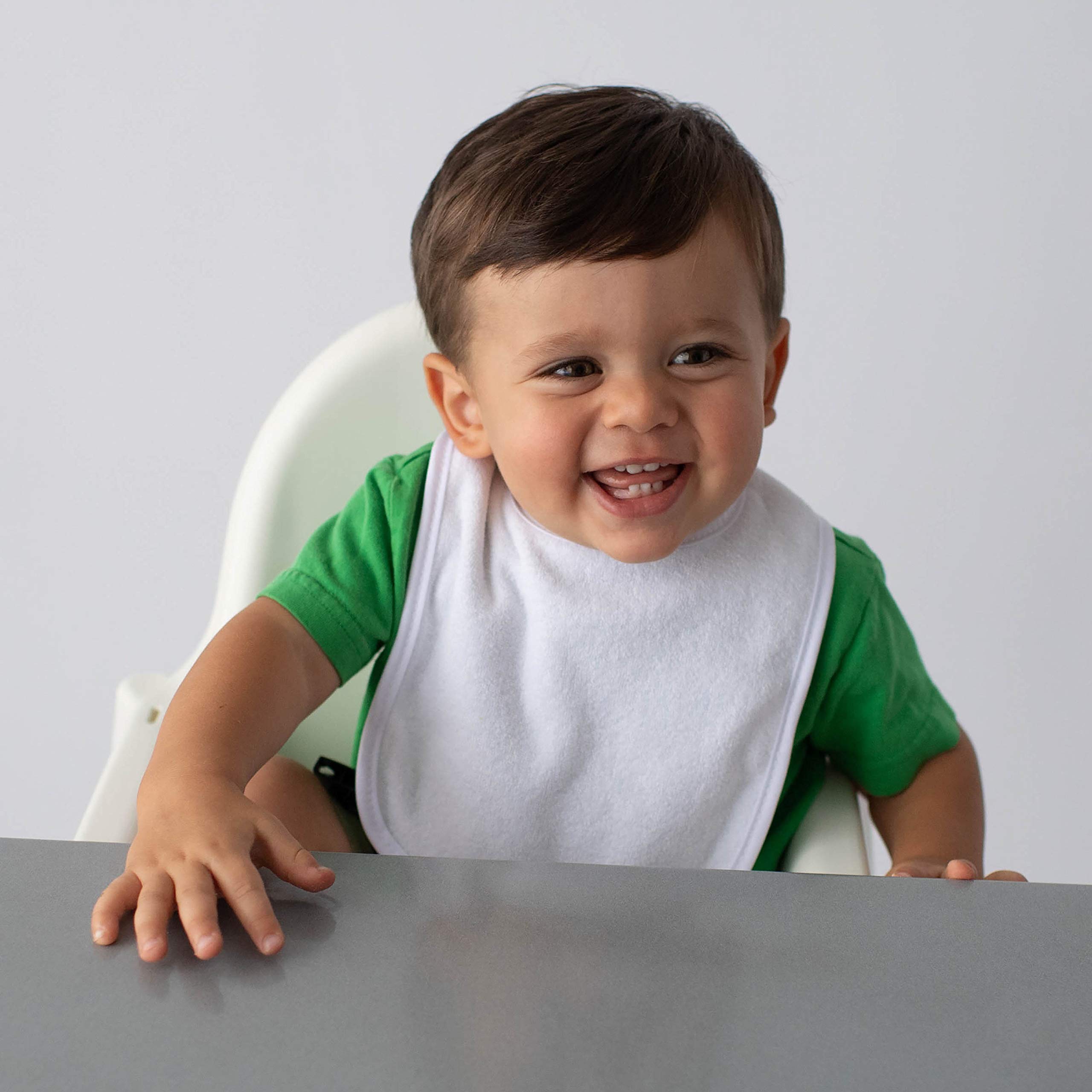 Neat Solutions 2-Ply Knit Terry Solid White Baby Feeder Bibs - 20 Pack | Soft Absorbent Drool Bibs for Infants & Toddlers During Mealtime & Play
