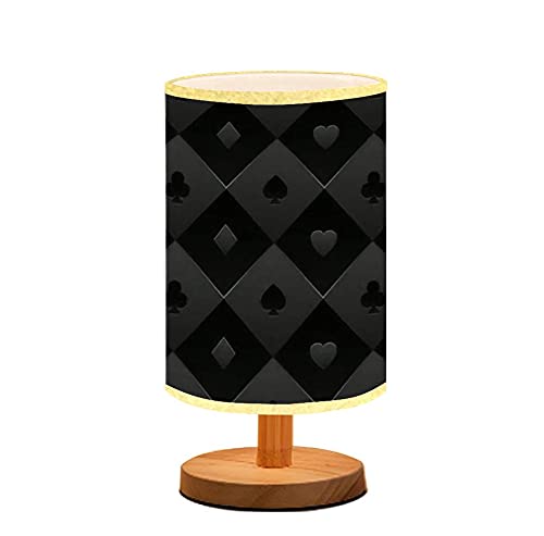 Minimalist Black Fabric Table Lamp with Wooden Flaxen Shade - Nightstand & Desk Light for Bedroom, Living Room, Nursery | Perfect for Reading, Breastfeeding & Casino Game Nights