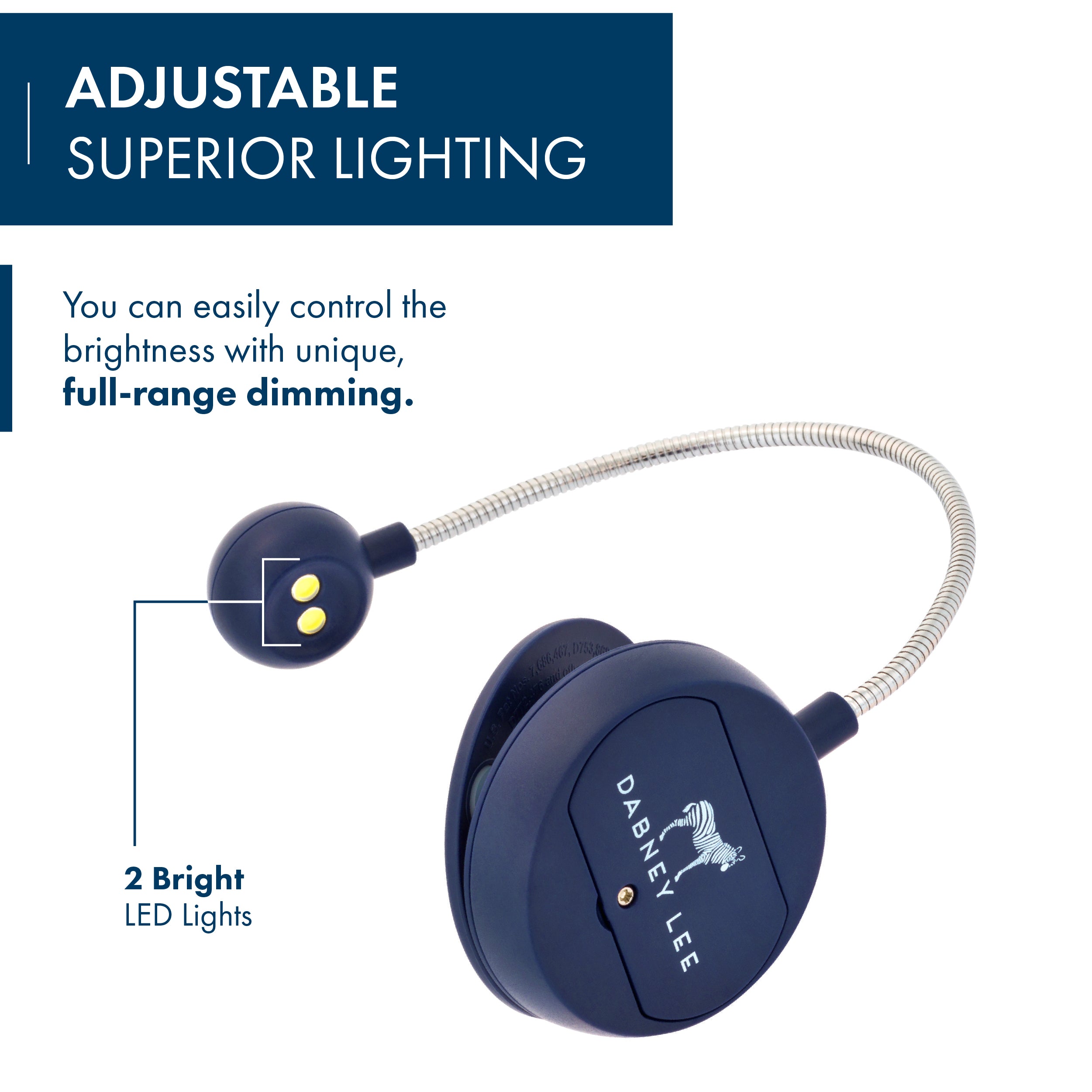 Dabney Lee Rechargeable LED Book Light for Reading in Bed - Adjustable Brightness, Eye Protection, Perfect for Night Reading, Studying, and Travel