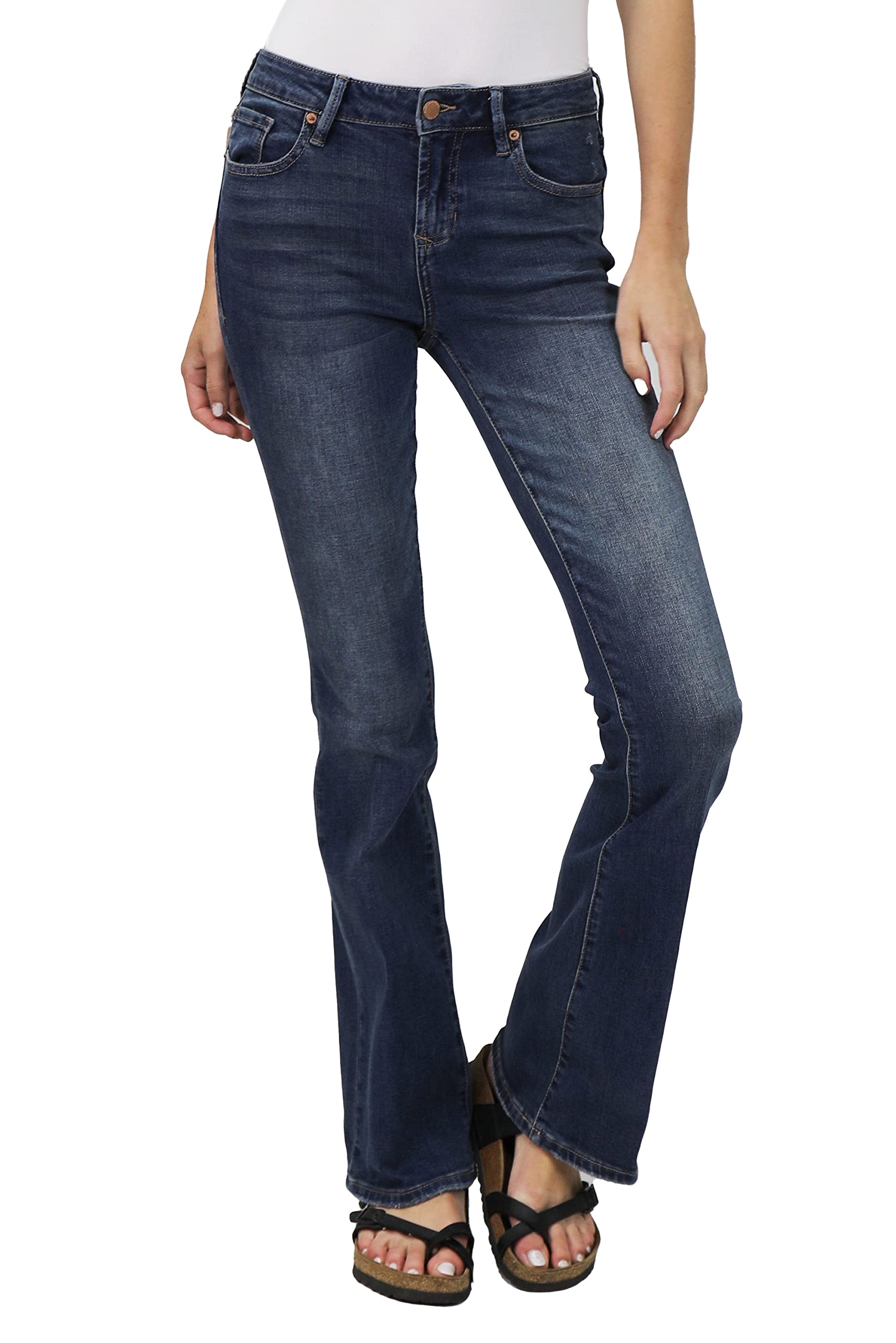 **DEAR JOHN Jaxtyn Bootcut Women's Jeans - Mid Rise Stretch Denim Pants for Casual & Work Wear**