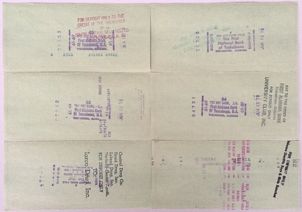 Authentic Joe Sewell Cleveland Indians Signed Baseball Checks - Lot of 6 (569-574) - Perfect for Sports Memorabilia Collectors and Baseball Fans
