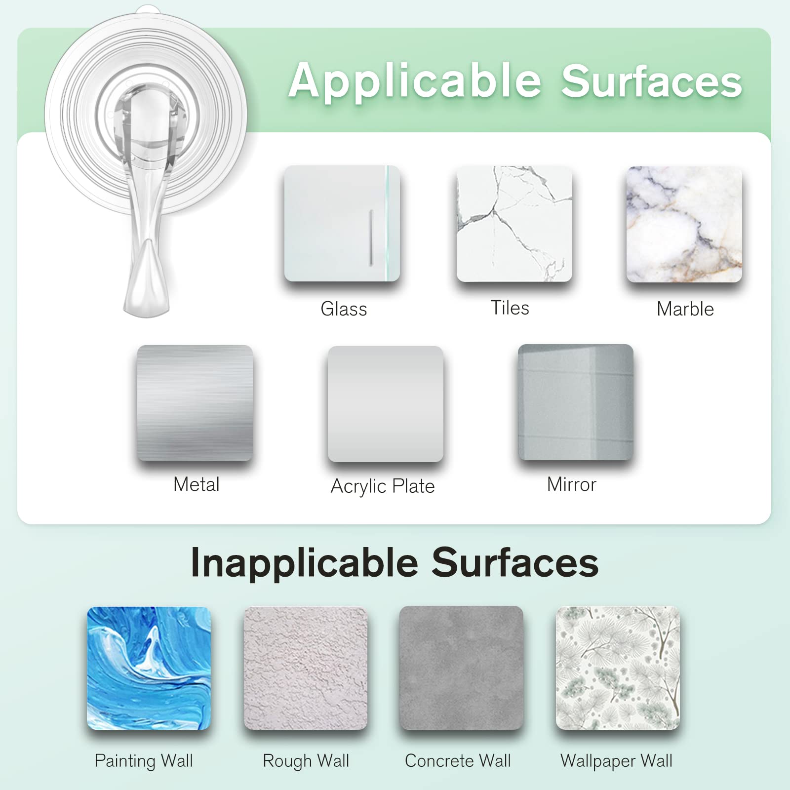 VIS'V Heavy Duty Large Suction Cup Hooks with Wipes - 5 Pack Clear Removable & Reusable Hooks for Bathroom, Kitchen, Shower, Car, RV - Strong Adhesive Hangers for Organizing Towels, Keys, Utensils