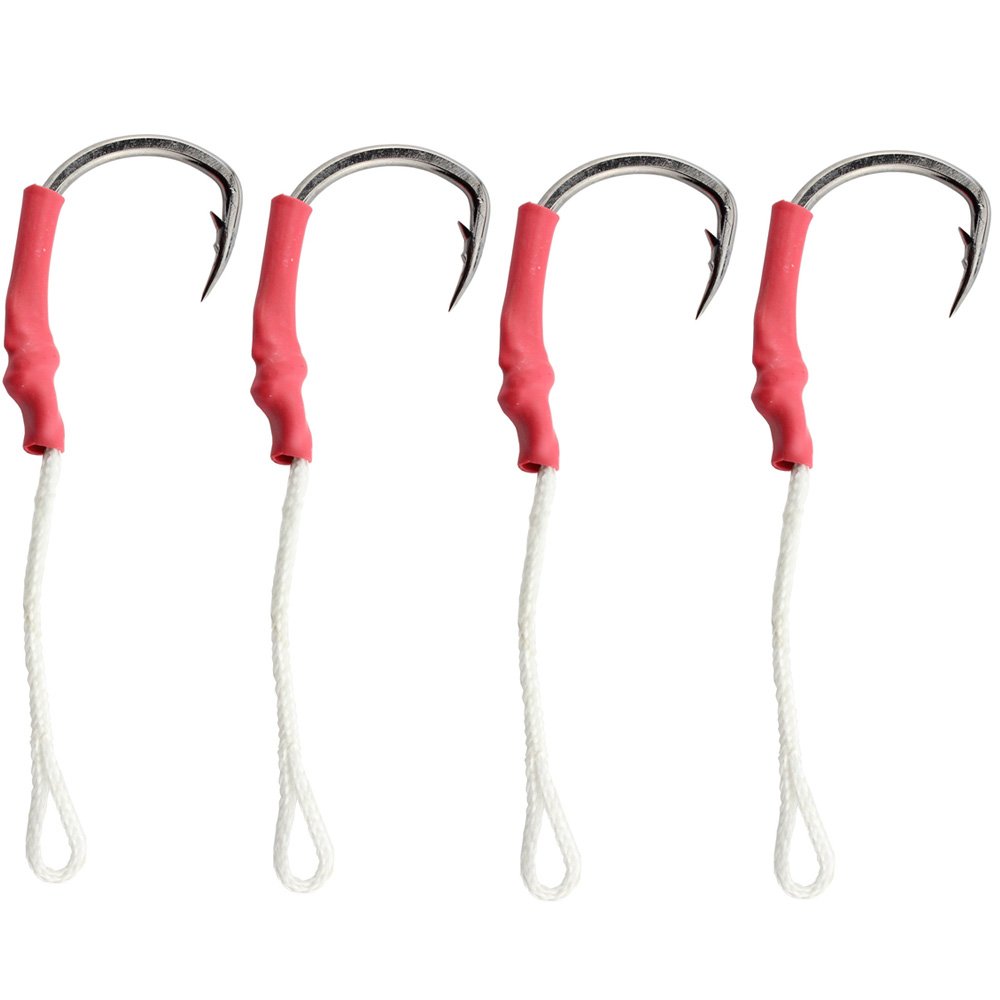 30pcs Fishing Assist Hooks with PE Line - Strong Jig Hooks for Vertical Butterfly Jigging - Perfect for Saltwater & Freshwater Fishing
