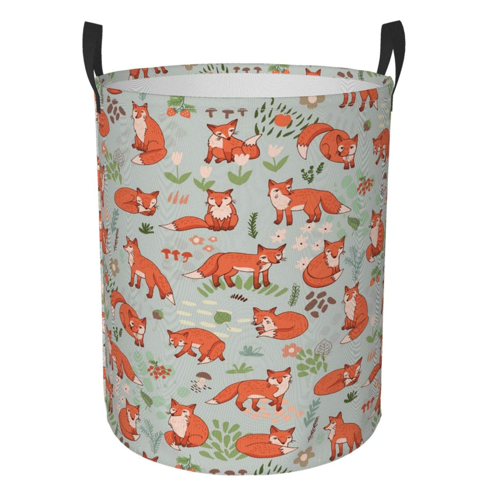 Foruidea Collapsible Laundry Hamper Basket - Foldable Storage Bin with Oxford Fabric for Clothes, Toys & Organizing - Perfect for Home, Office, Dorm, Nursery & Gifting (Forest Fox Design) - Ideal for Small Spaces, Closet Storage & Baby Room Organization