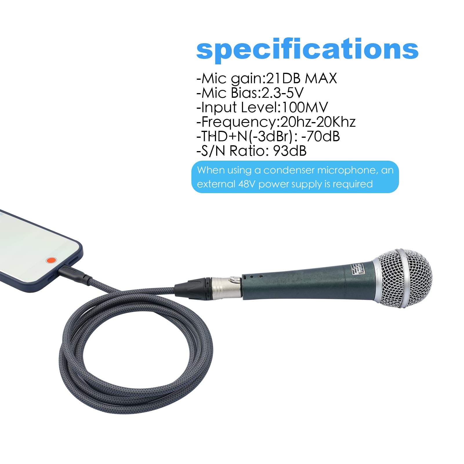 3.3FT Female XLR to USB C Microphone Cable - Professional Audio Connector for Dynamic Mics, iPhone 15, iPad, Laptop & Tablet - Perfect for Podcasting, Live Streaming & Home Recording