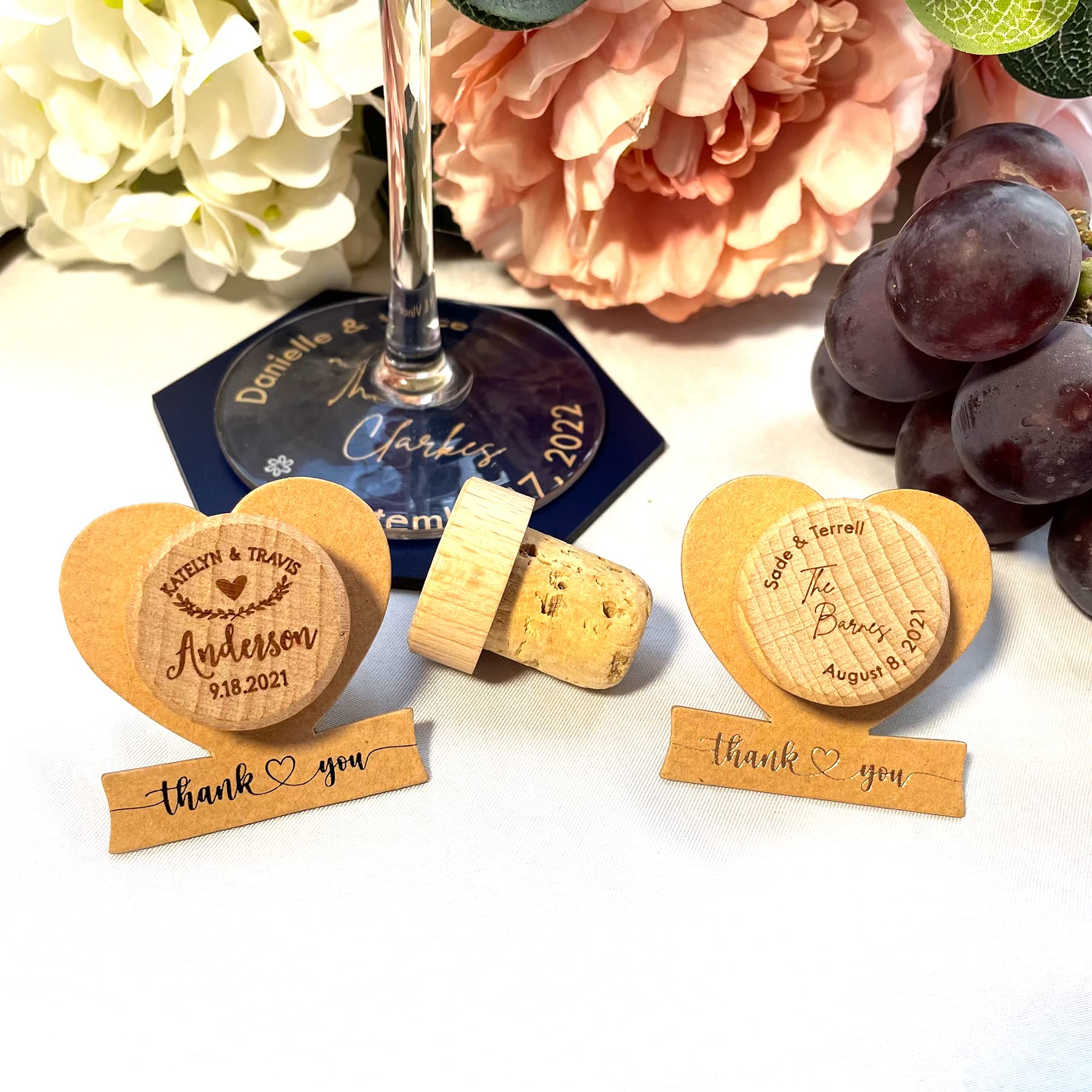 Personalized 150 PCS Wine Bottle Cork Stoppers with Foiled Thank You Card - Elegant Wedding Favors, Bridal Shower Gifts, Party Supplies - Perfect for DIY Wedding Decor, Anniversary Celebrations & Special Events