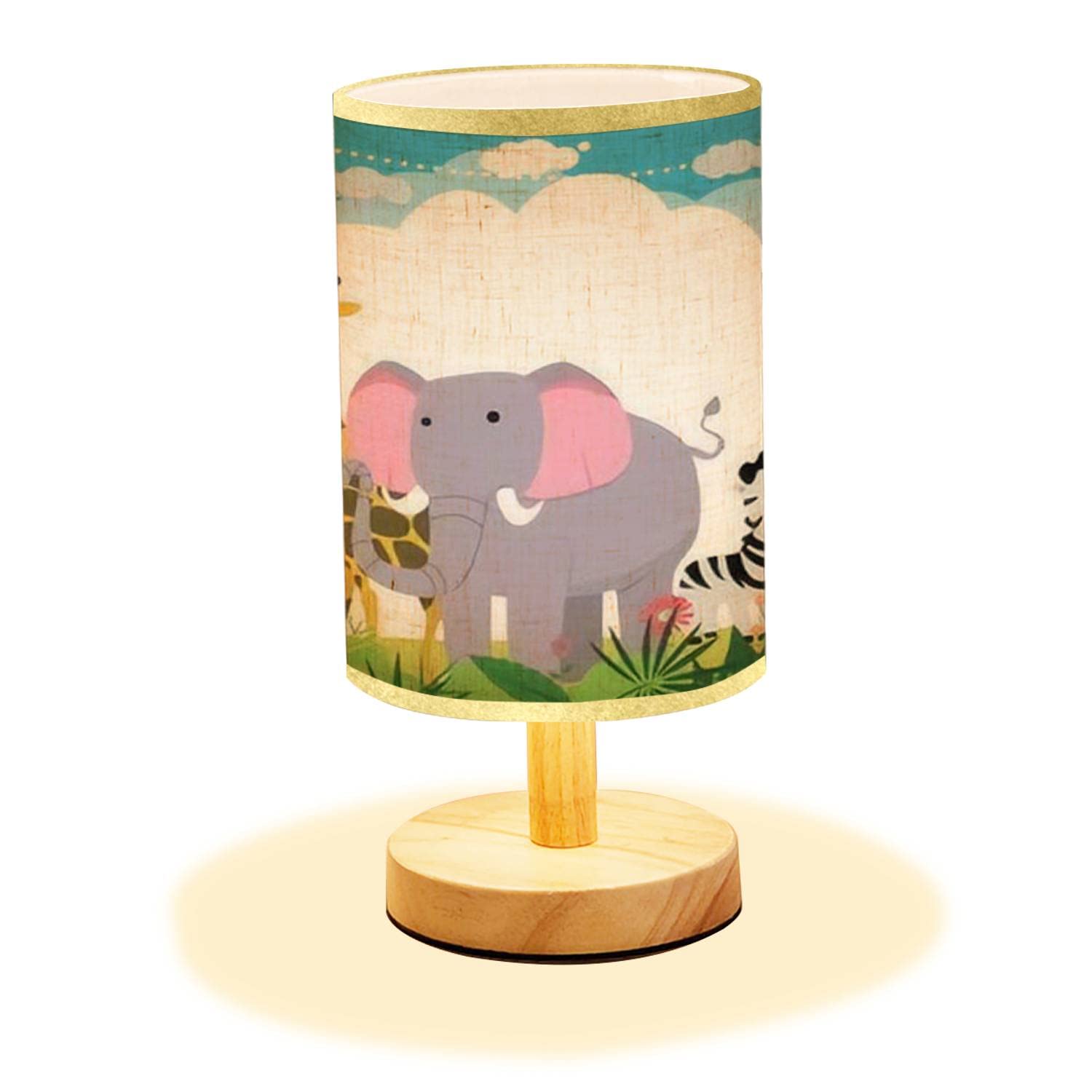 Minimalist Wooden Animal Nightstand Lamp with Flaxen Fabric Shade - Cute Bedside Table Light for Bedroom, Living Room & Office - Perfect for Reading, Decor & Cozy Ambience