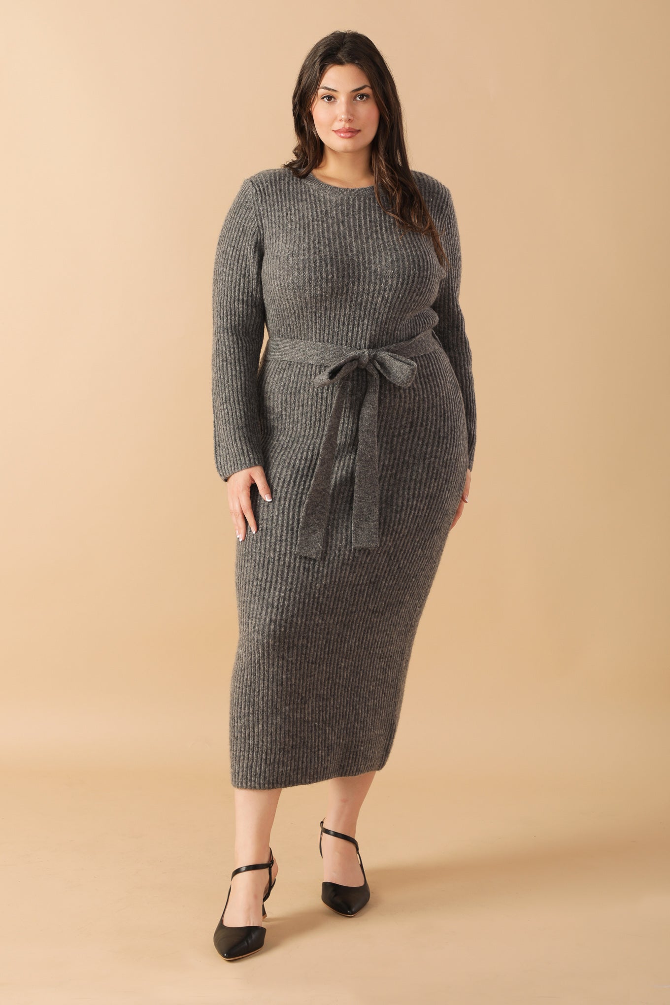 BE GOOD TO ME Women's Long Sleeve Sweater Dress - Cozy Knit Tunic for Fall & Winter - Perfect for Office, Date Night & Casual Outings