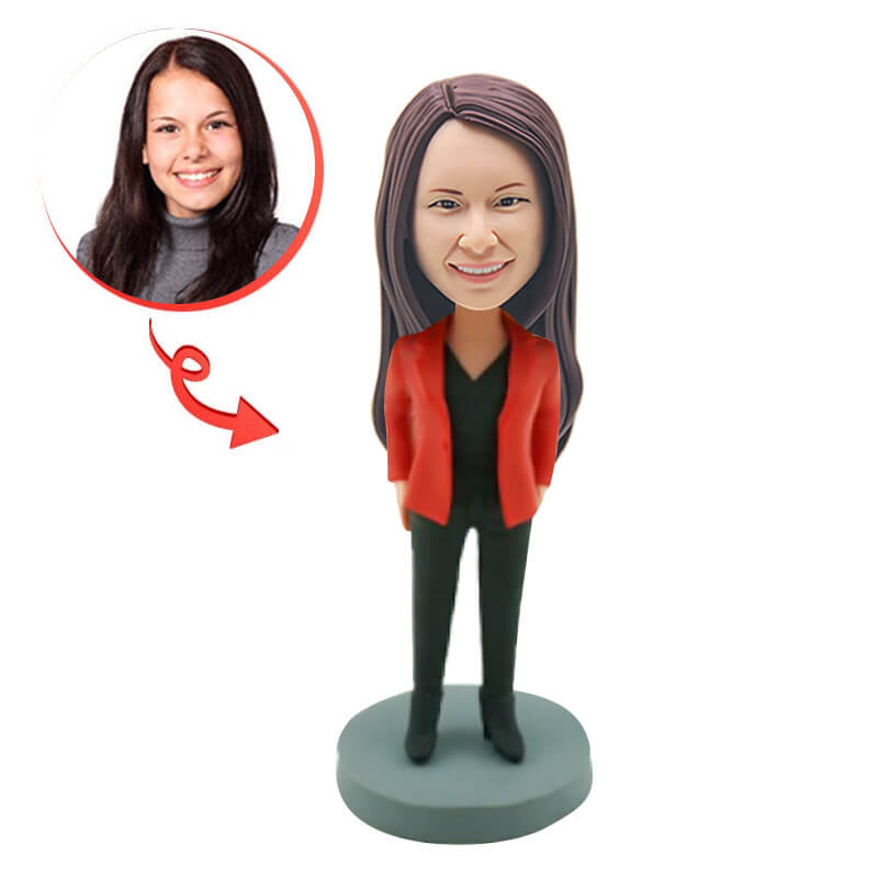 Custom Funny Office Lady Bobblehead - Personalized Desk Decor for Women - Perfect Gift for Coworkers, Boss Day & Office Humor